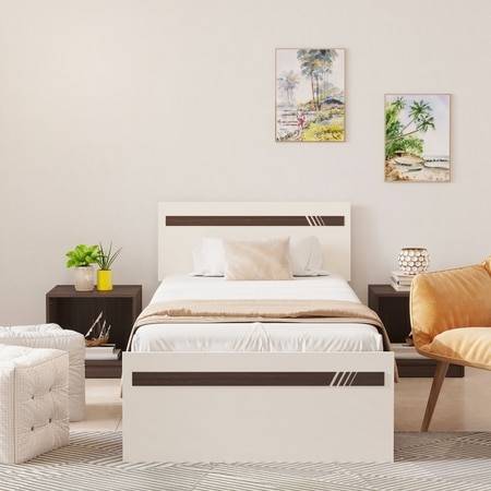 BLUEWUD Pollo Engineered Wood Single/Diwan Bed Without Storage Box for Bedroom Home Furniture (Wenge & White / 78 x 36 Cm Mattress Size) (Assembly - Free Installation)