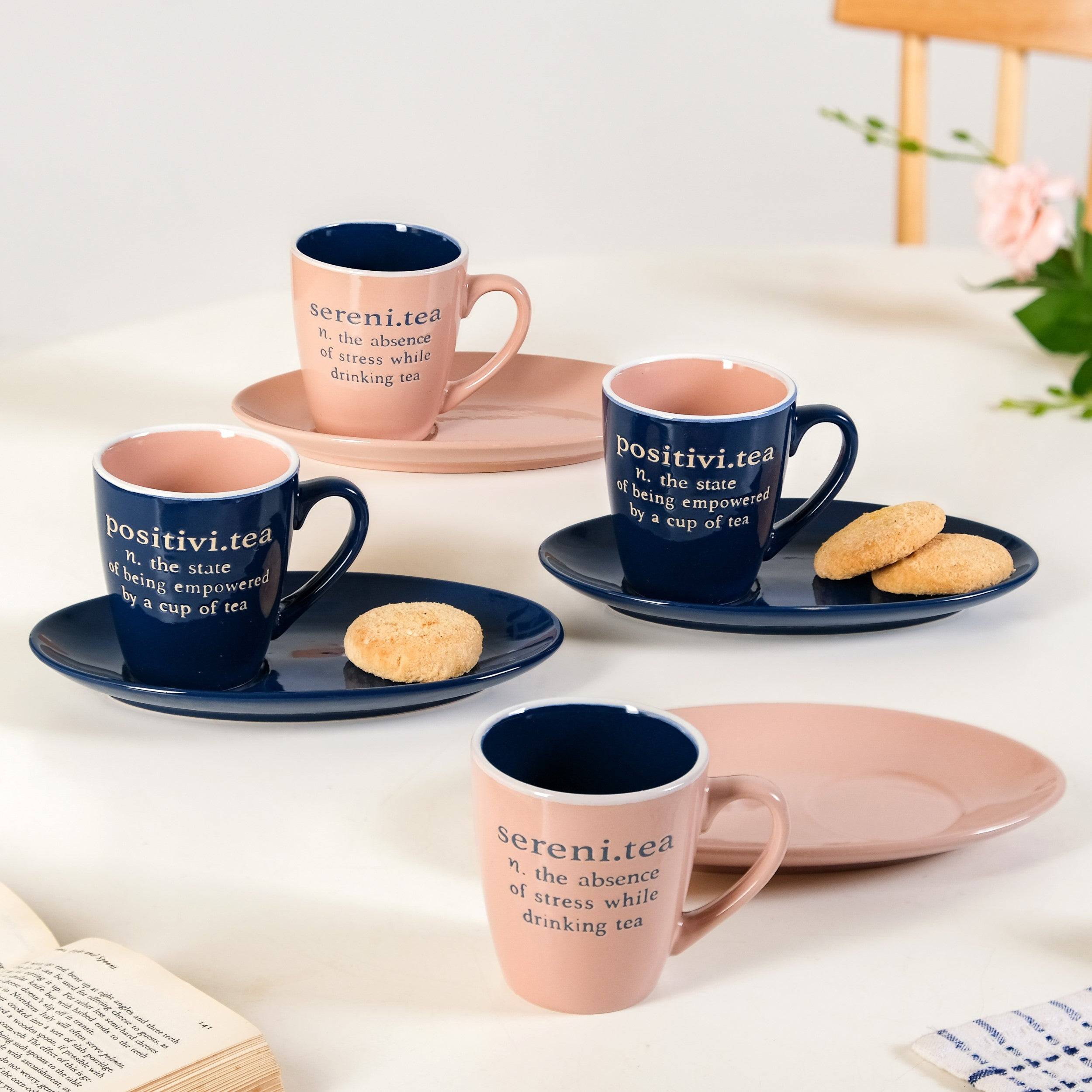 Quote Mugs Gift Set With 4 Cups 4 Saucers 250ml buy only at ₹1940