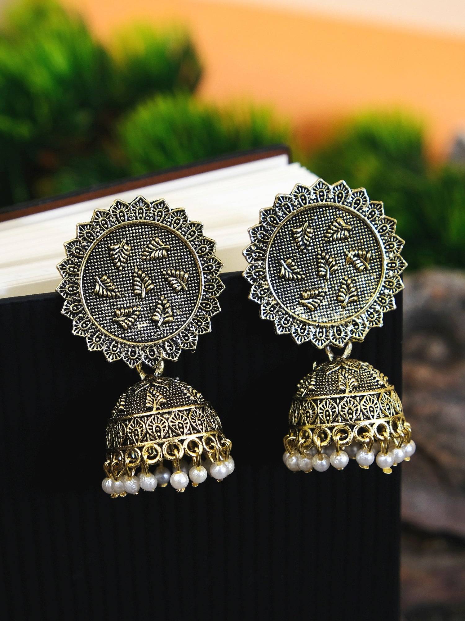 Fancy Traditional Gold Plated Jhumka Earrings Design for Women and Girls