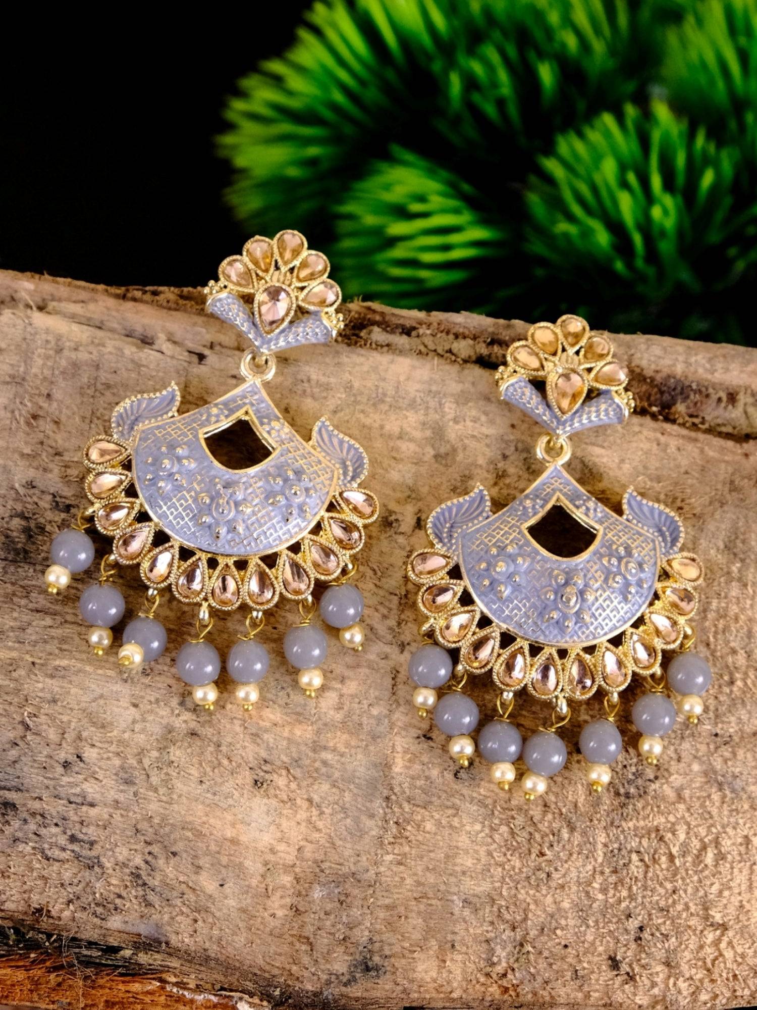 Gold Plated Aqua Color Drop Earrings