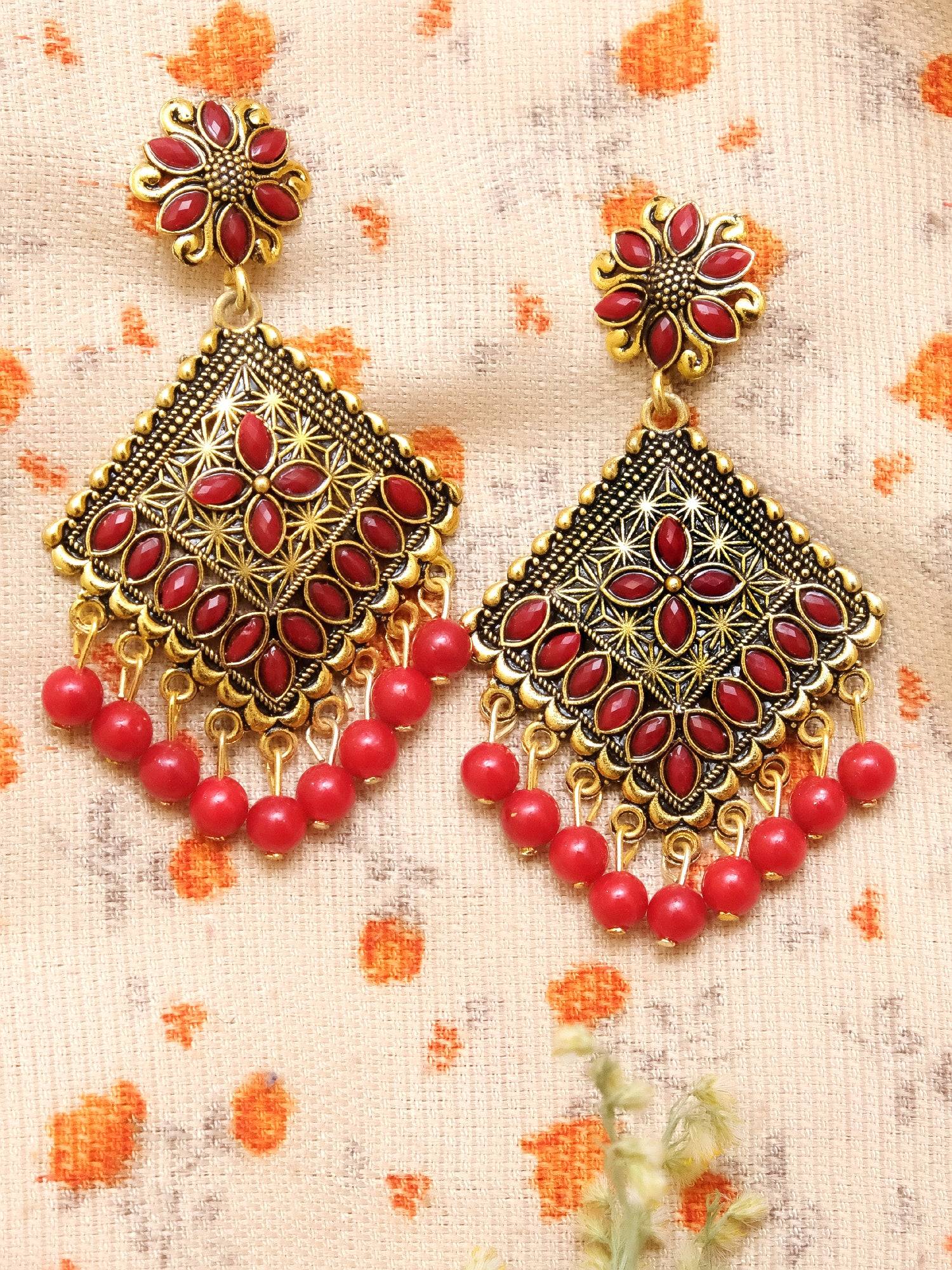 Be Unique With Bold & Beautiful 'Golden Flower' Alloy Drop & Dangler Earrings