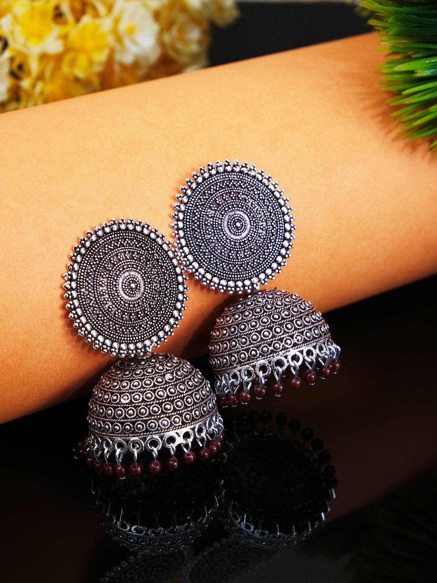 Ruhi Jhumka-- Oxidised Silver Party Wear Jhumka Earrings for Women & Girls