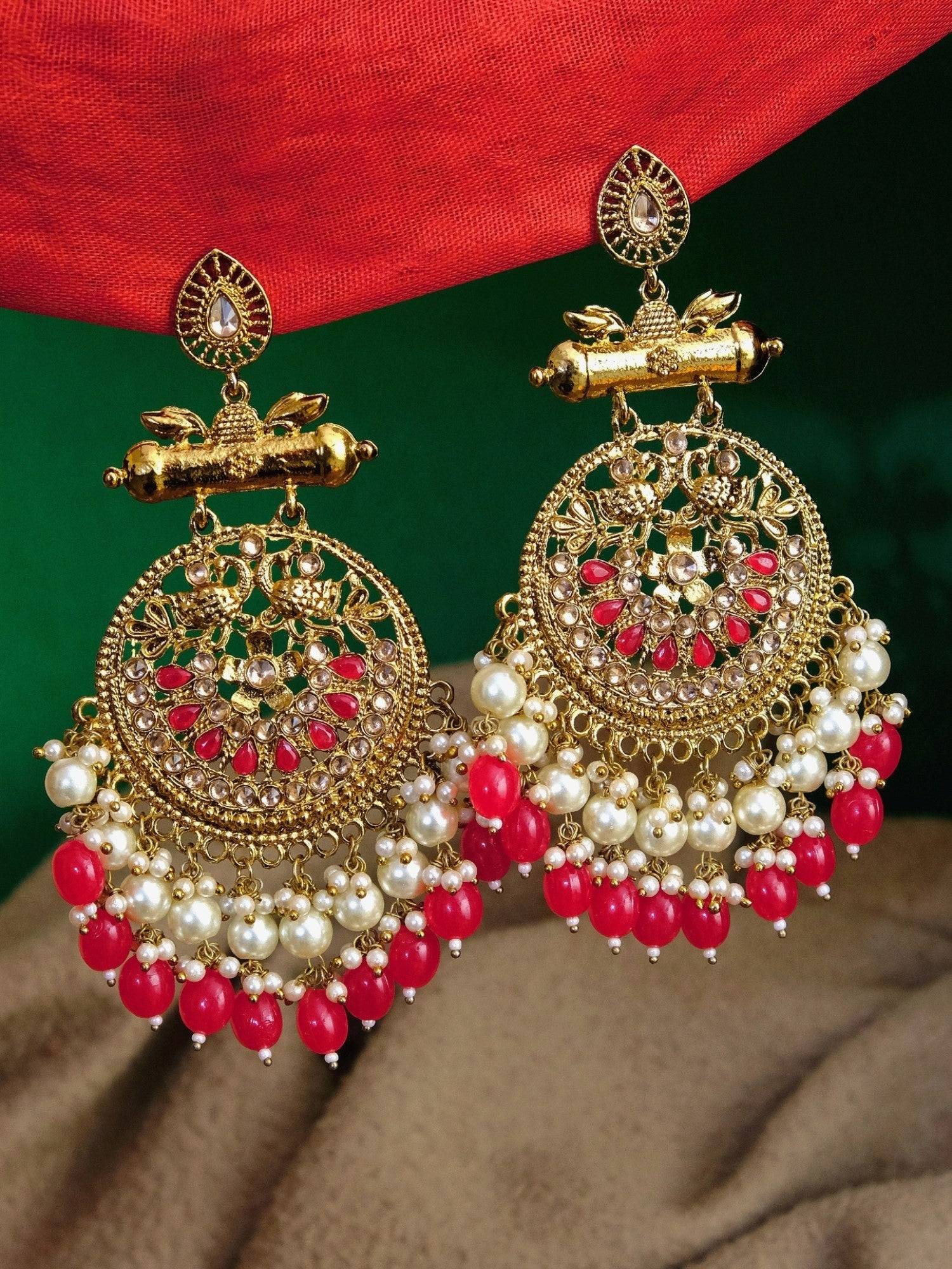 Gold-Plated Multi-Colored Ball-Drop Earrings for Unique Girls & Women