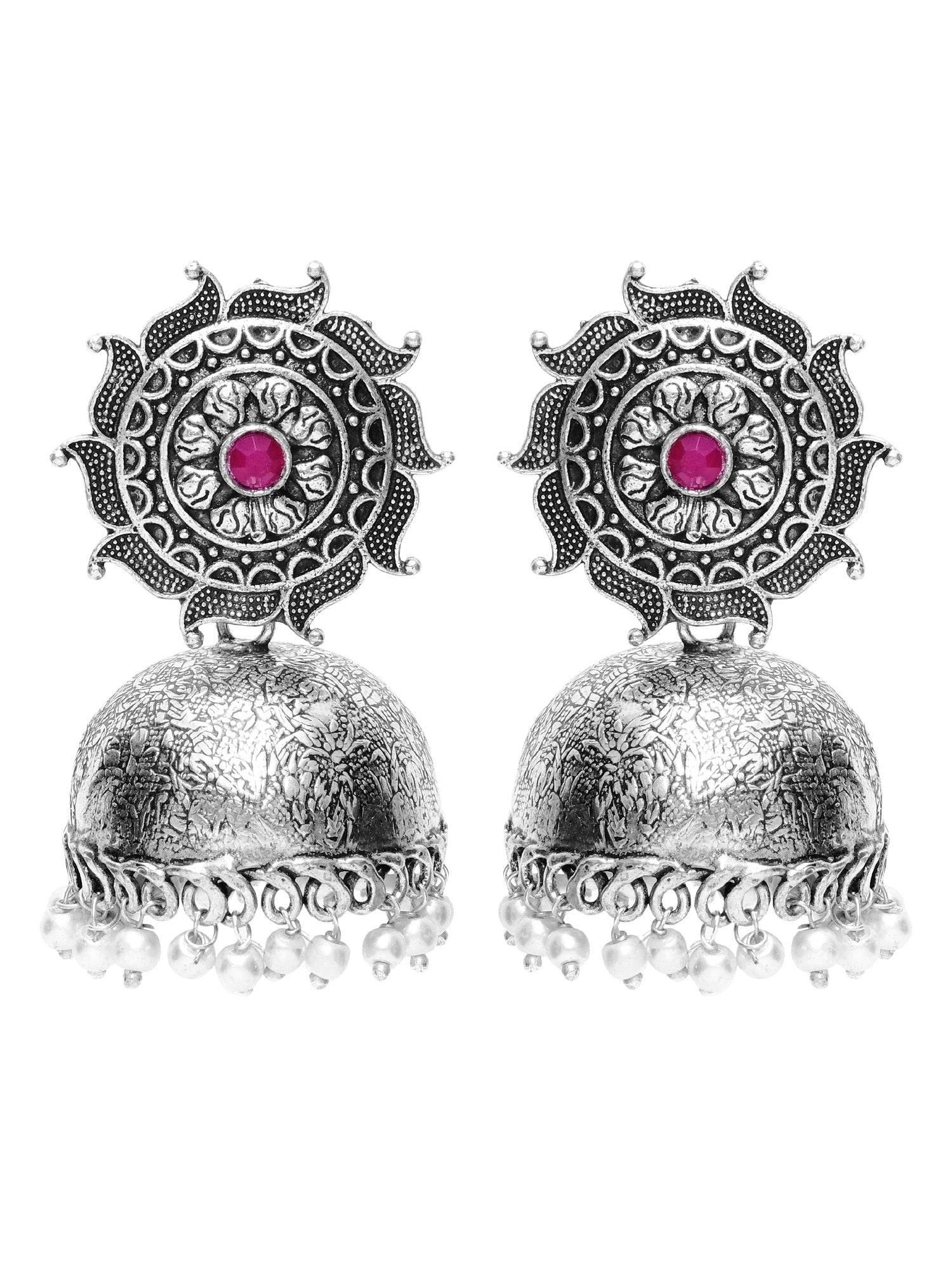Elegant Oxidised Silver Plated Big Jhumka Earrings for Style Savvy Women