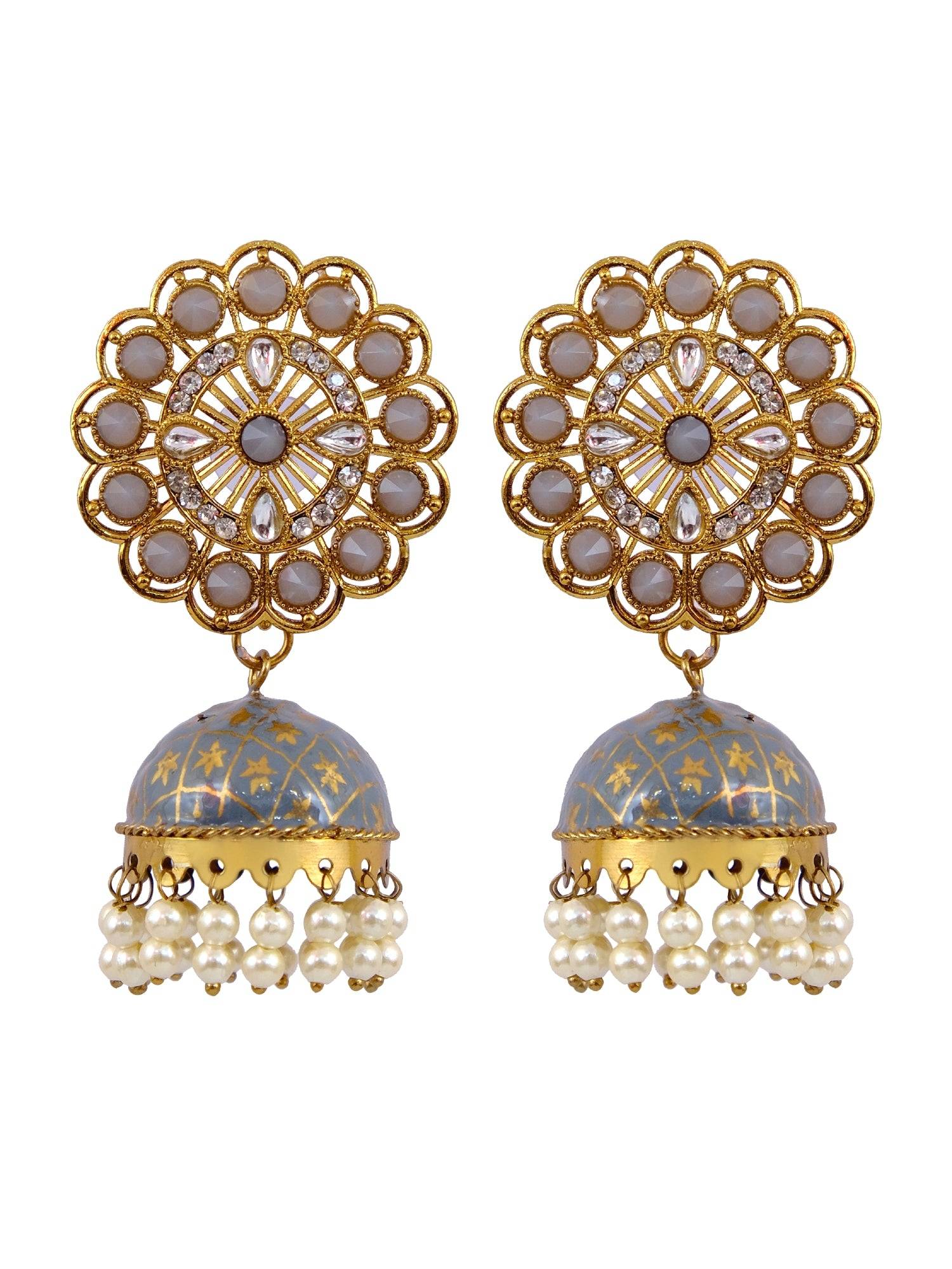 Traditional Gold Plated Floral Round Jhumki Earrings for Girls - South Indian Jhumka