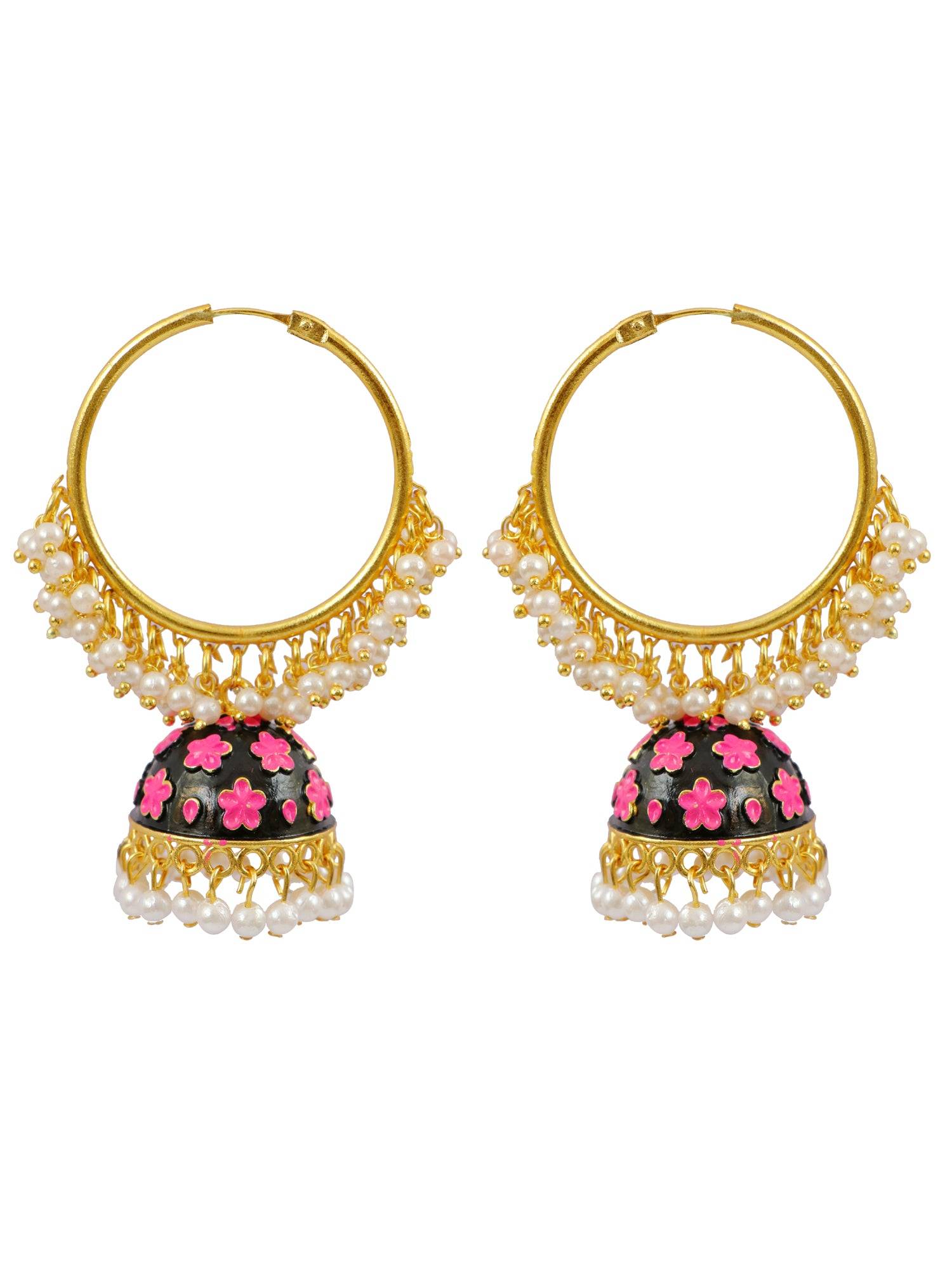 New Gold-Plated Jhumka Design: Elegant Meenakari Multicolor Hoop Earrings for Women