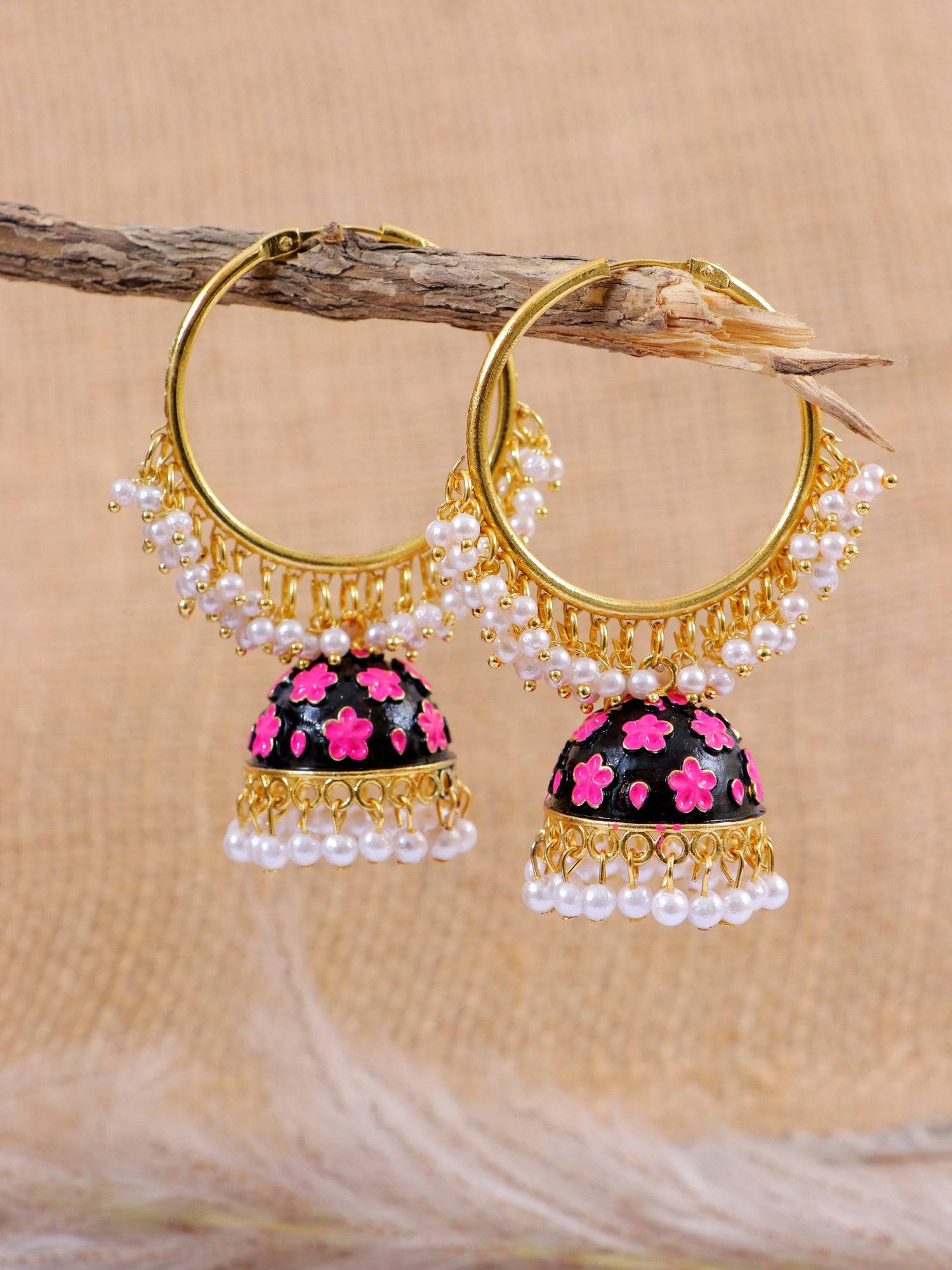 New Gold-Plated Jhumka Design: Elegant Meenakari Multicolor Hoop Earrings for Women