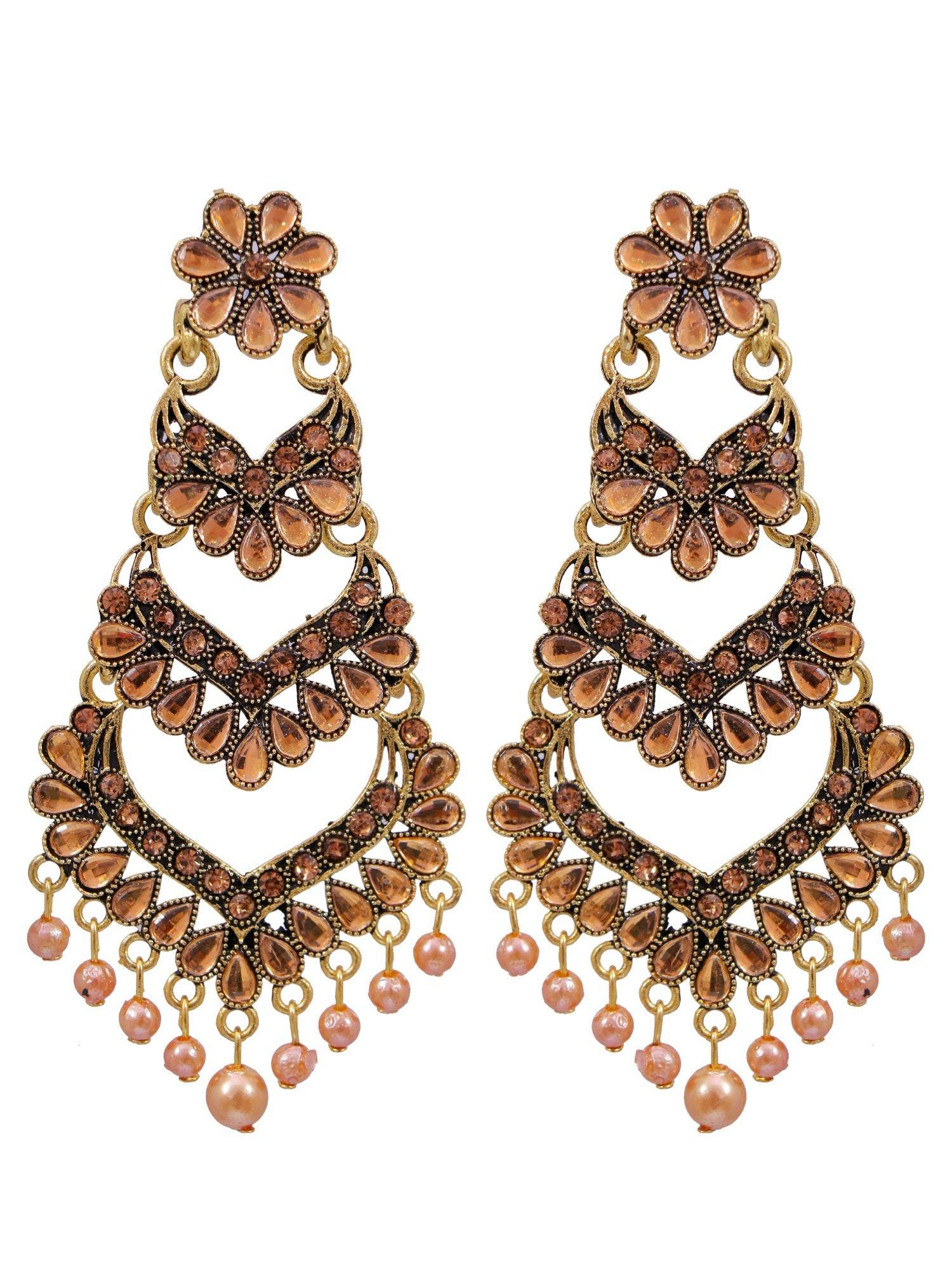 Peach Enchantment Pearl Drop Dangle Earrings for Fashionable Women