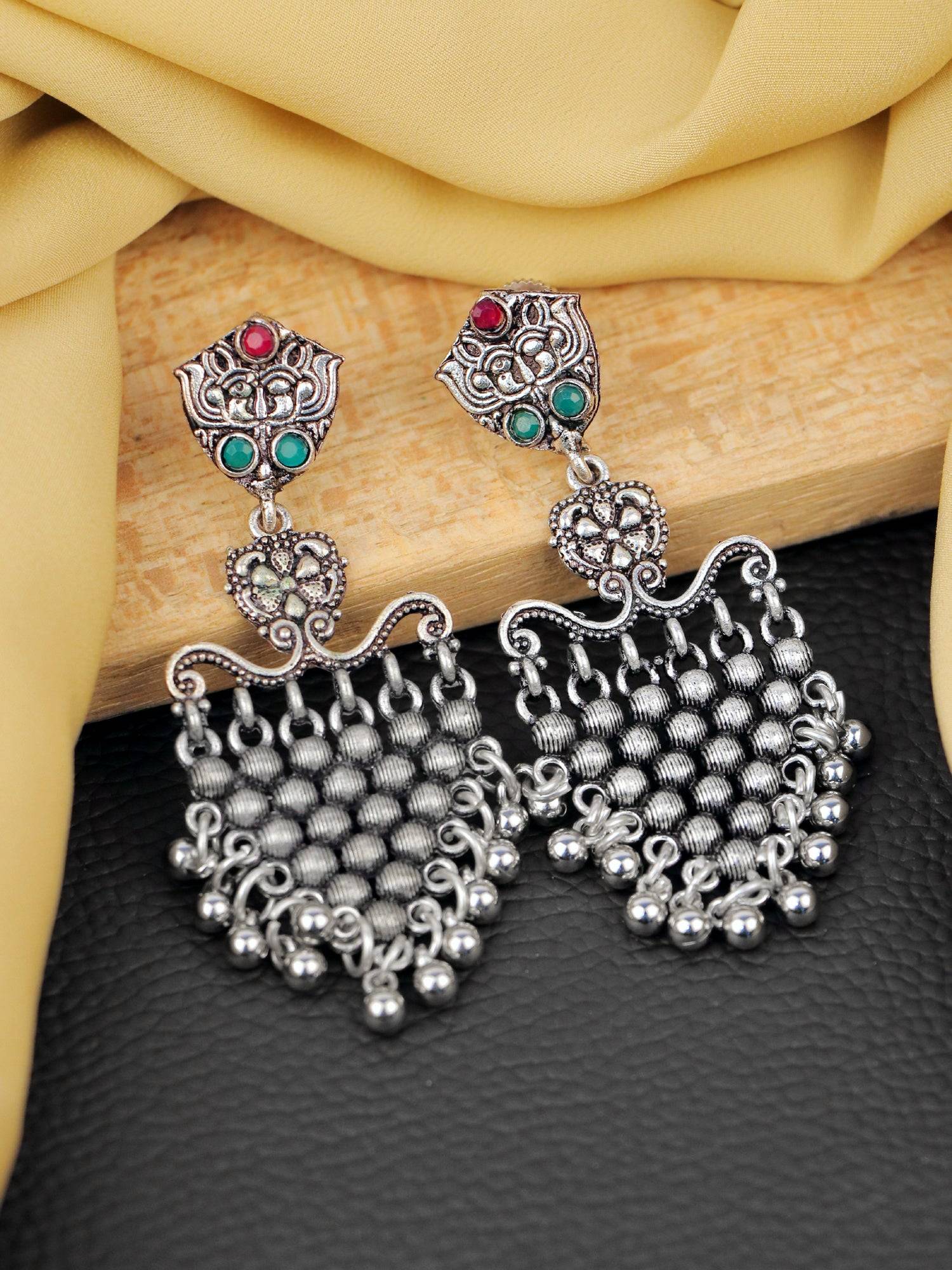 Ethnic Silver Oxidised Silver Earrings for Trendy Women and Girls