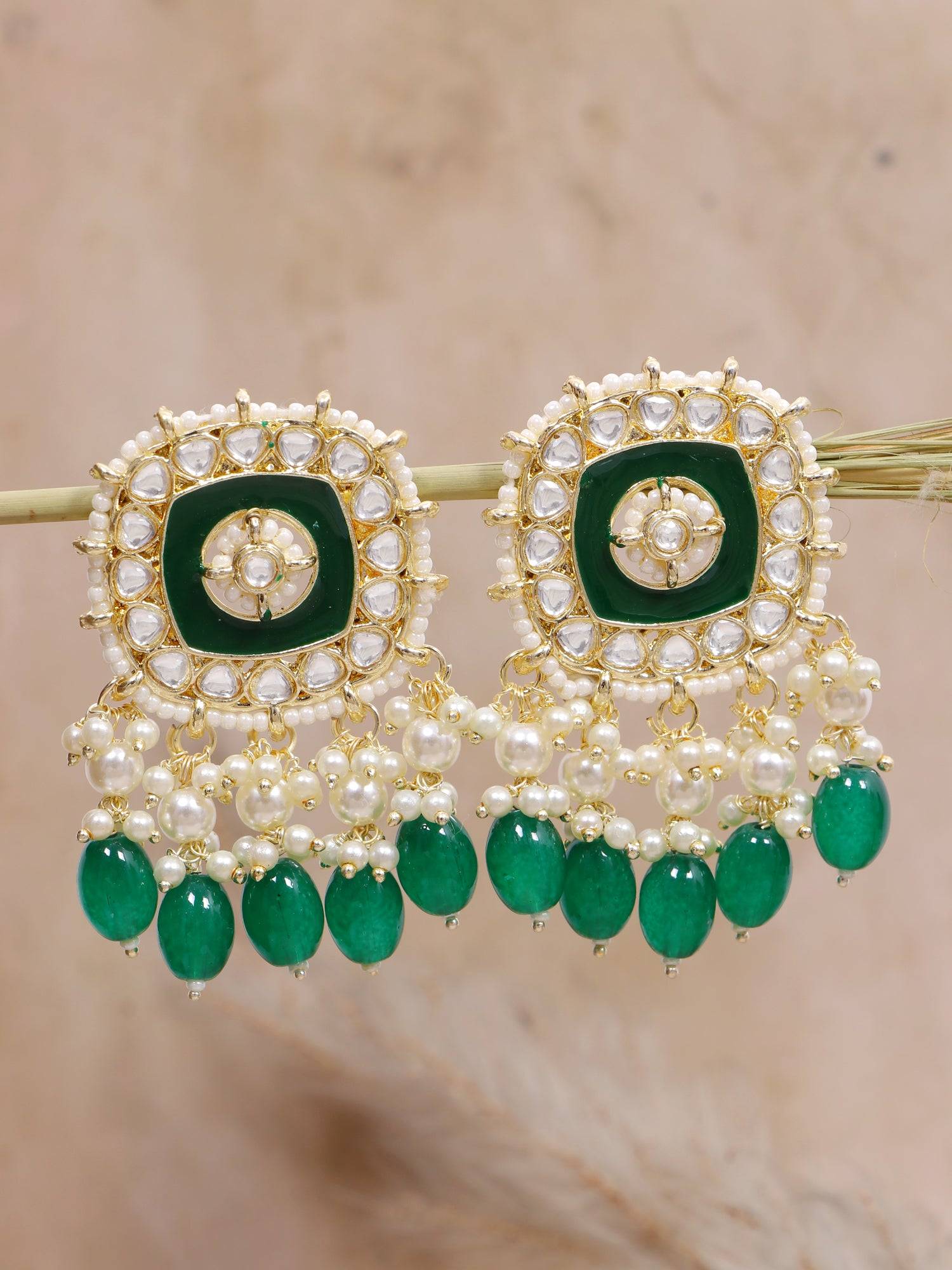 Gold-Plated Kundan Dangler Earrings for Fashionable Women
