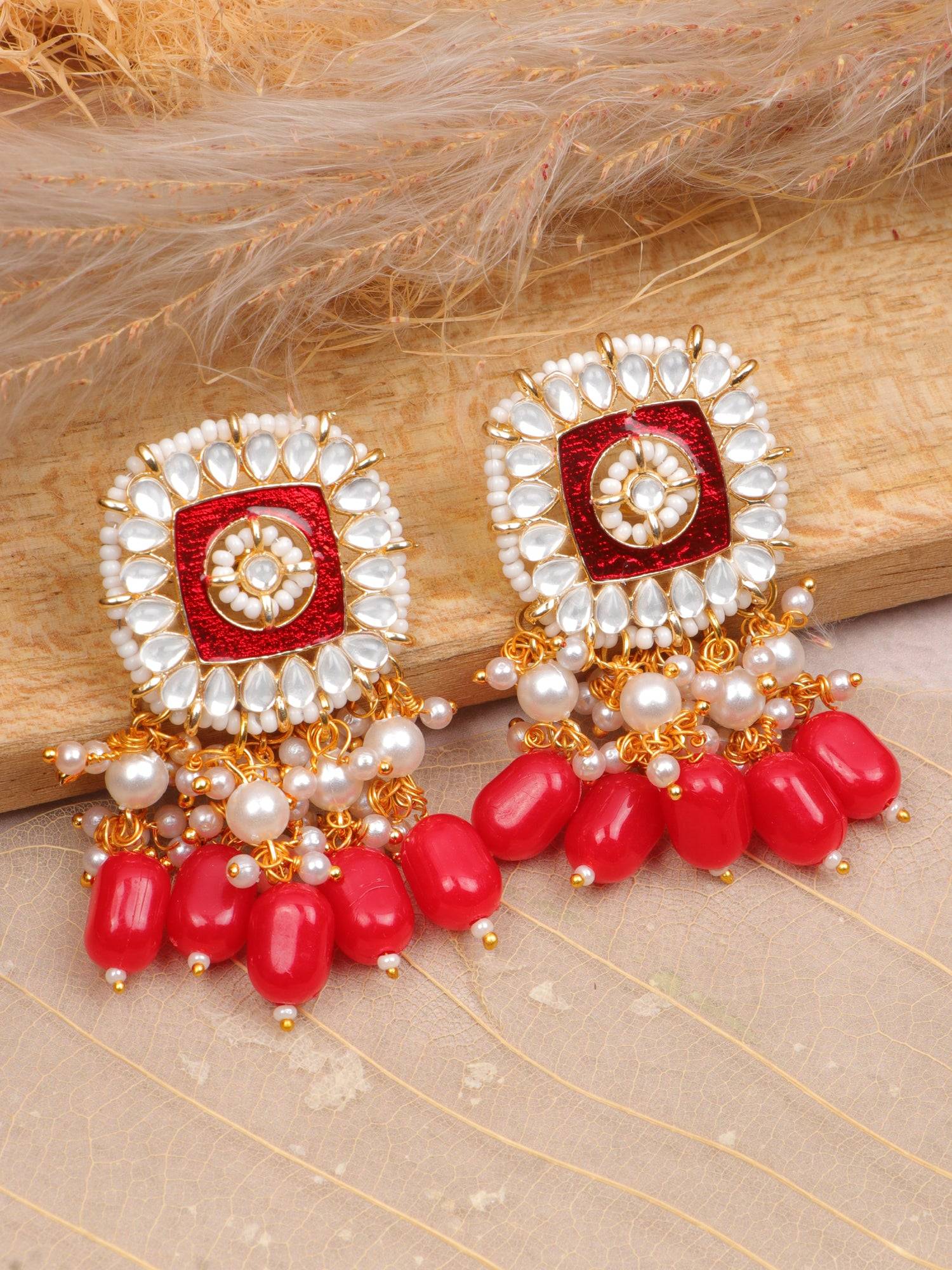 Gold-Plated Kundan Dangler Earrings for Fashionable Women