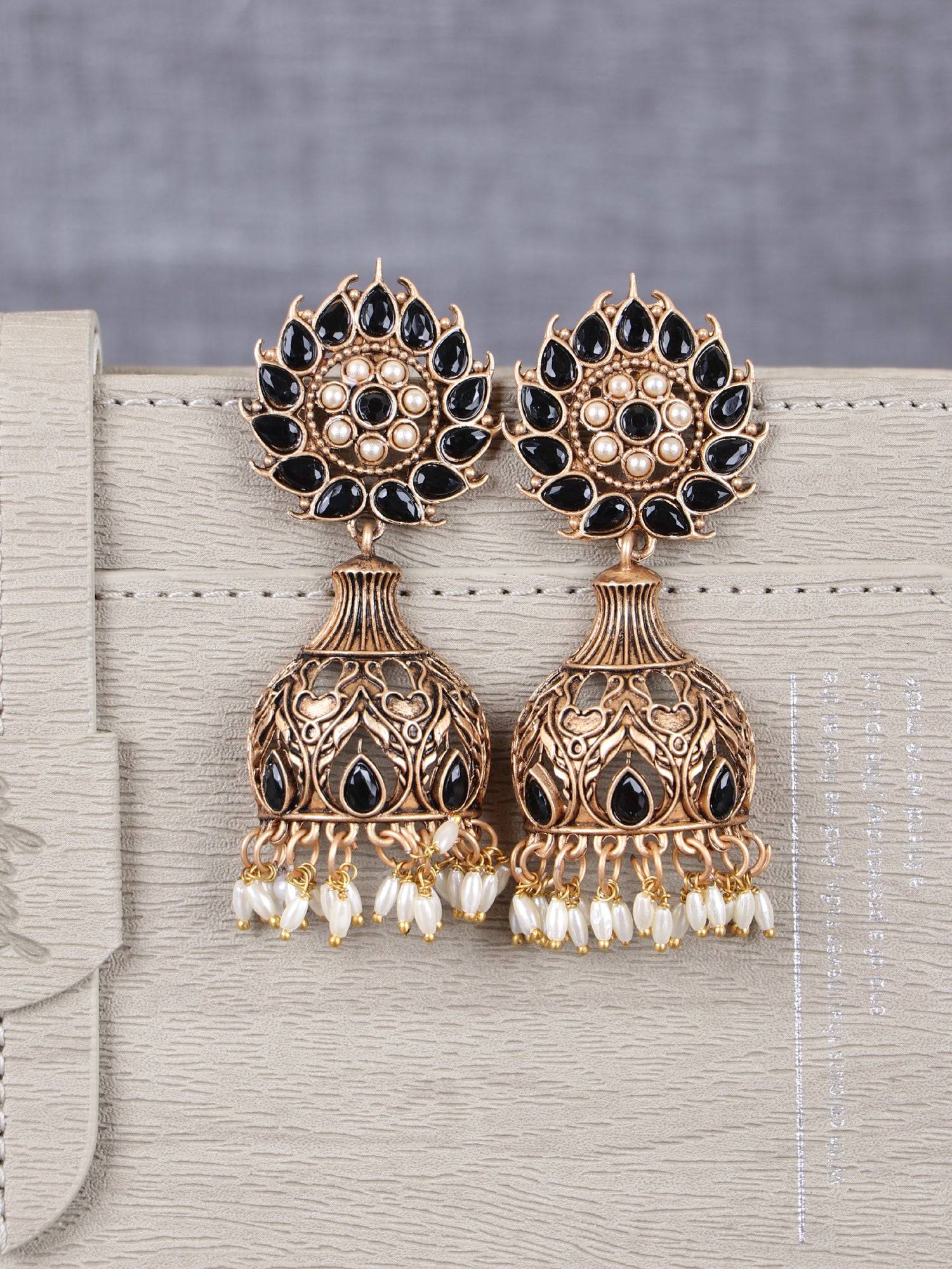 Oxidised Gold Ethnic Jhumka Earrings For Fashionista Women and Girls
