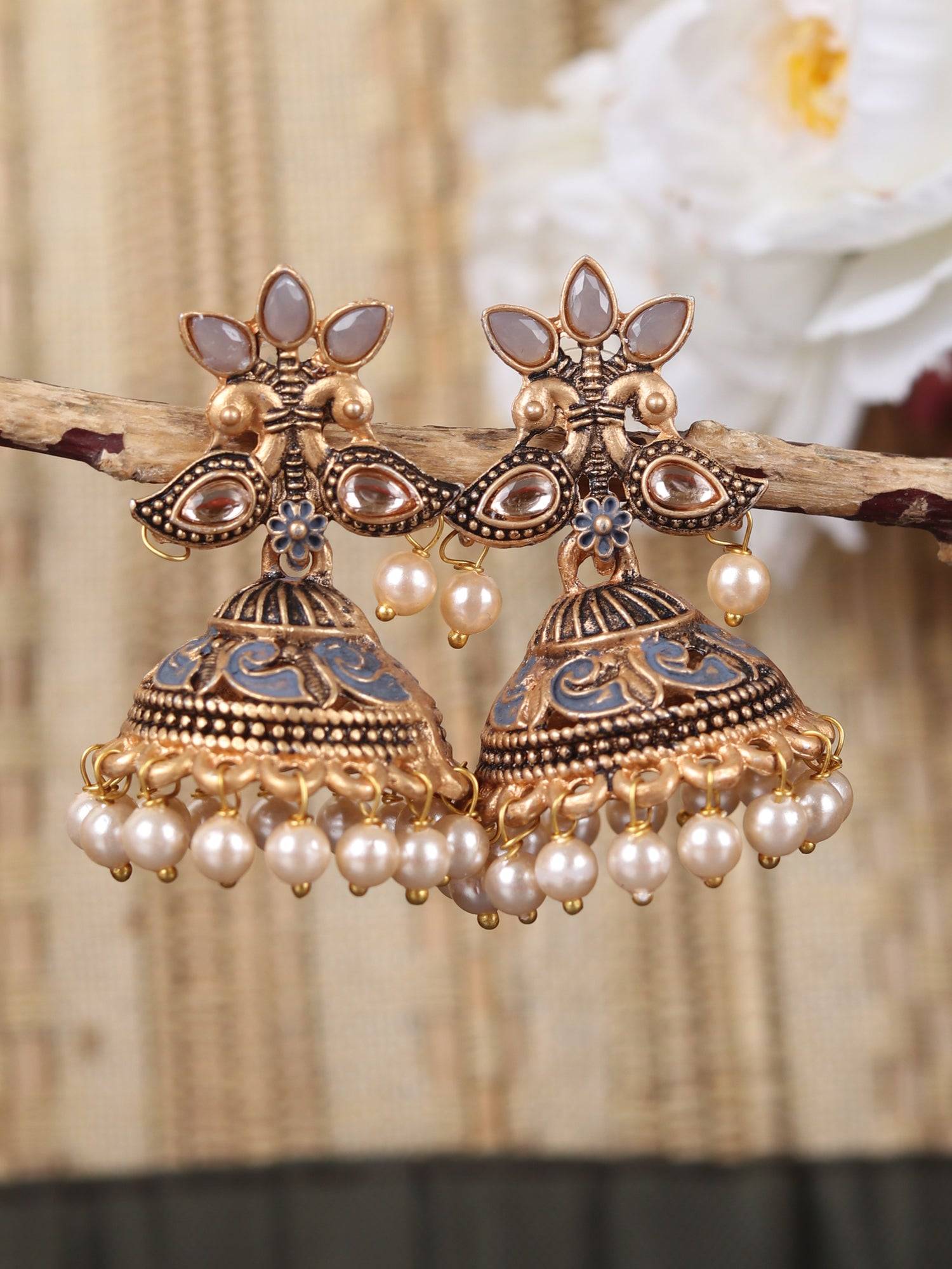 Meenakari Dual Peacock Dangler Earrings for Women & Girls
