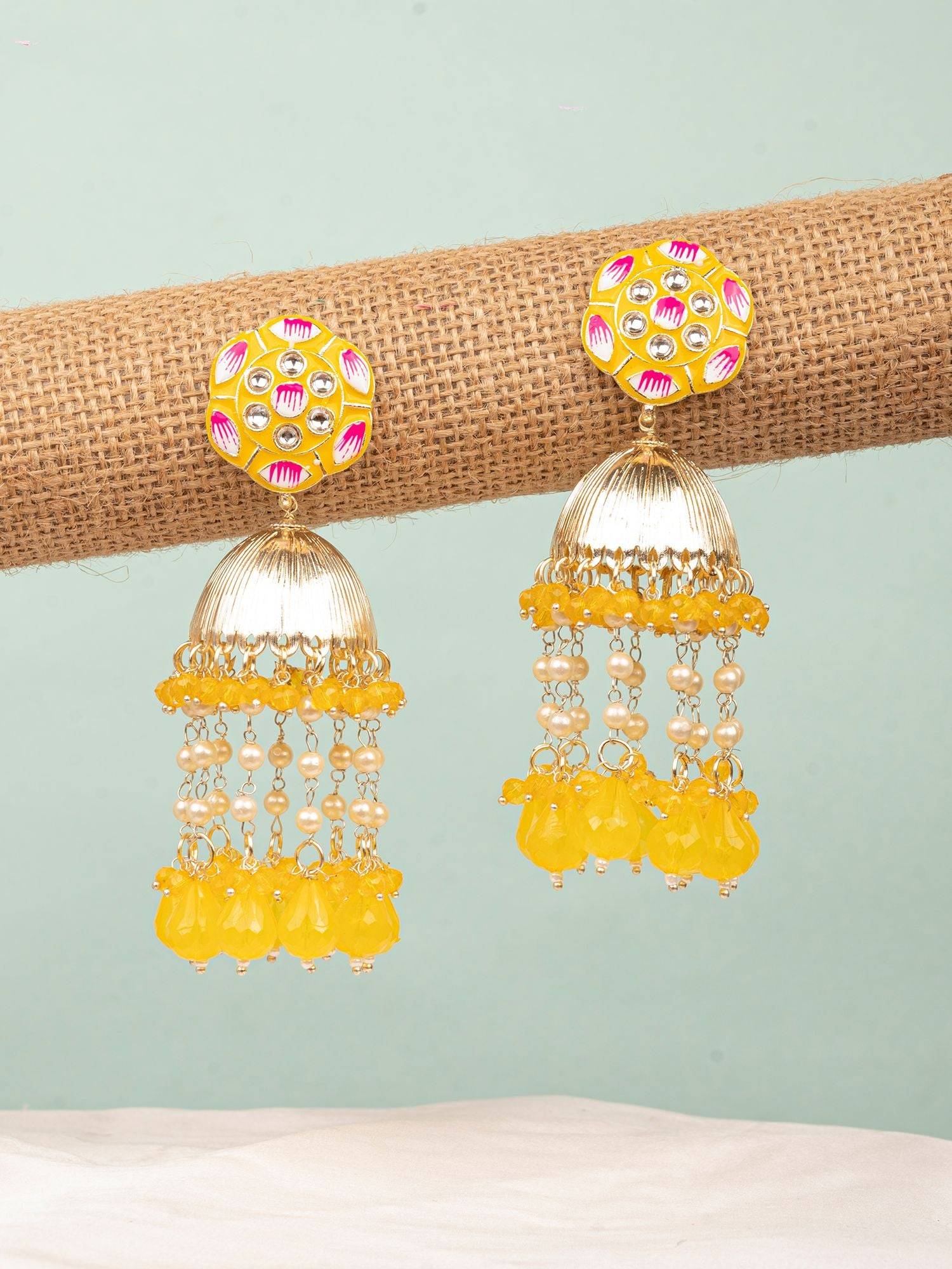 Stylish Floral Meenakari Jhumka Earrings for Weddings, Parties & Gifts