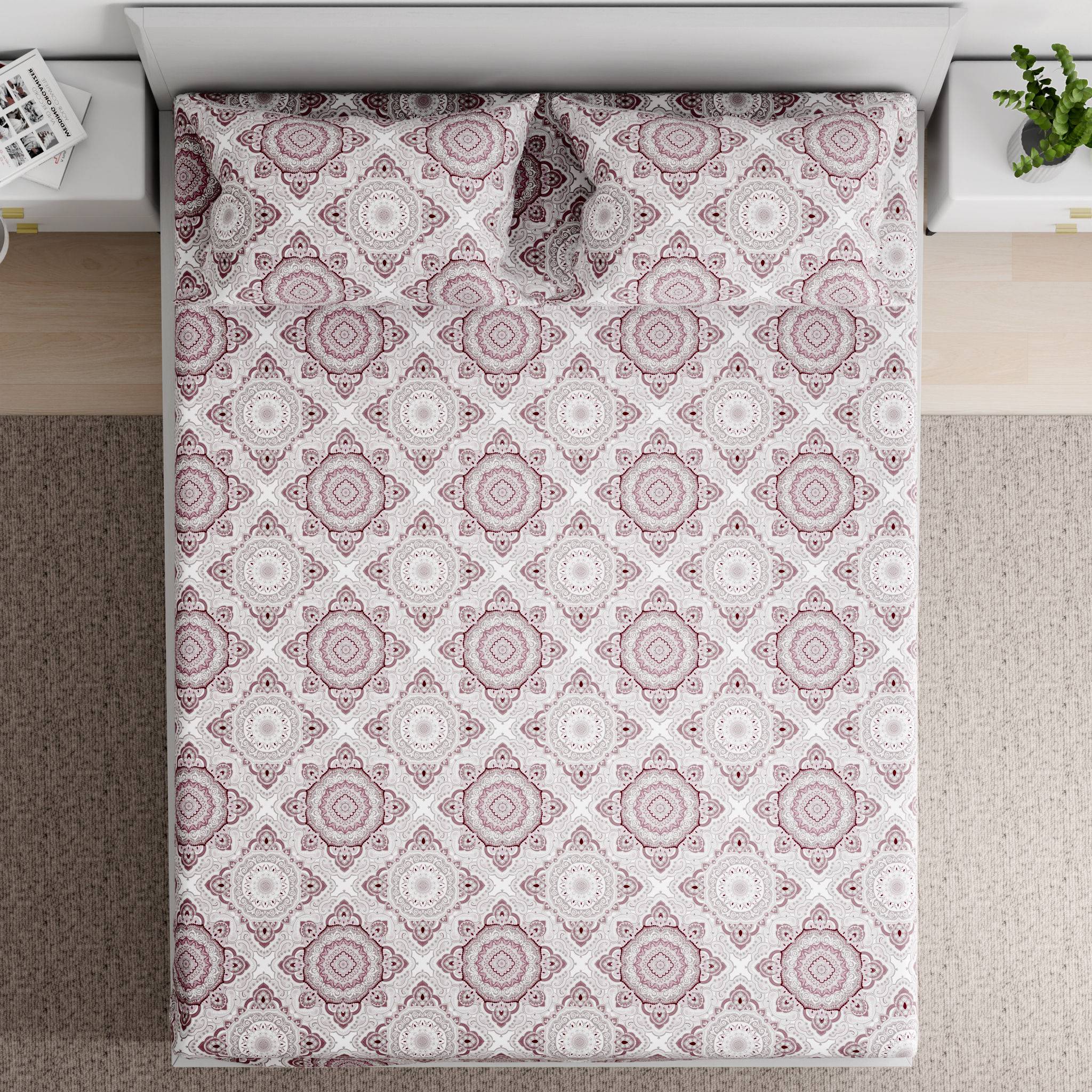 Essentials 100% Cotton Super Soft Flat Bedsheet With 2 Pillow Covers | Ria Queen (100 x 85 inch) | Ria (100x85 inch)