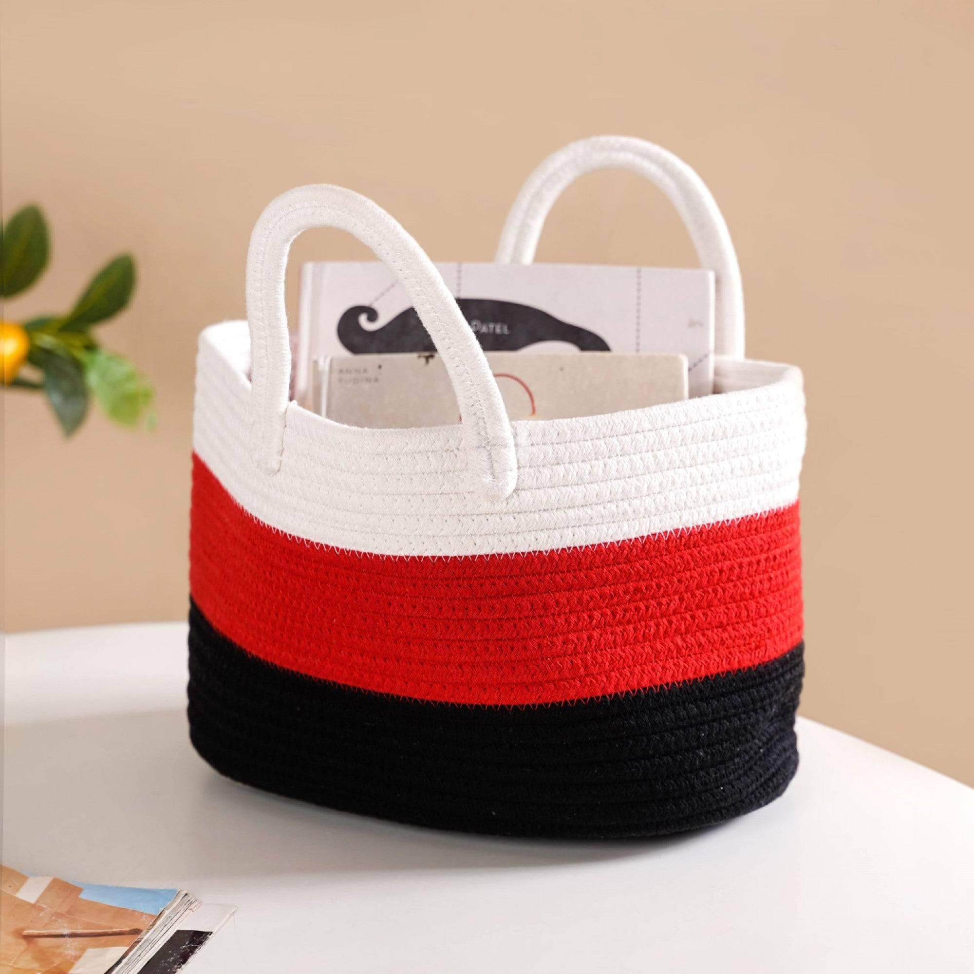 Red Storage Basket With Handles 20cm