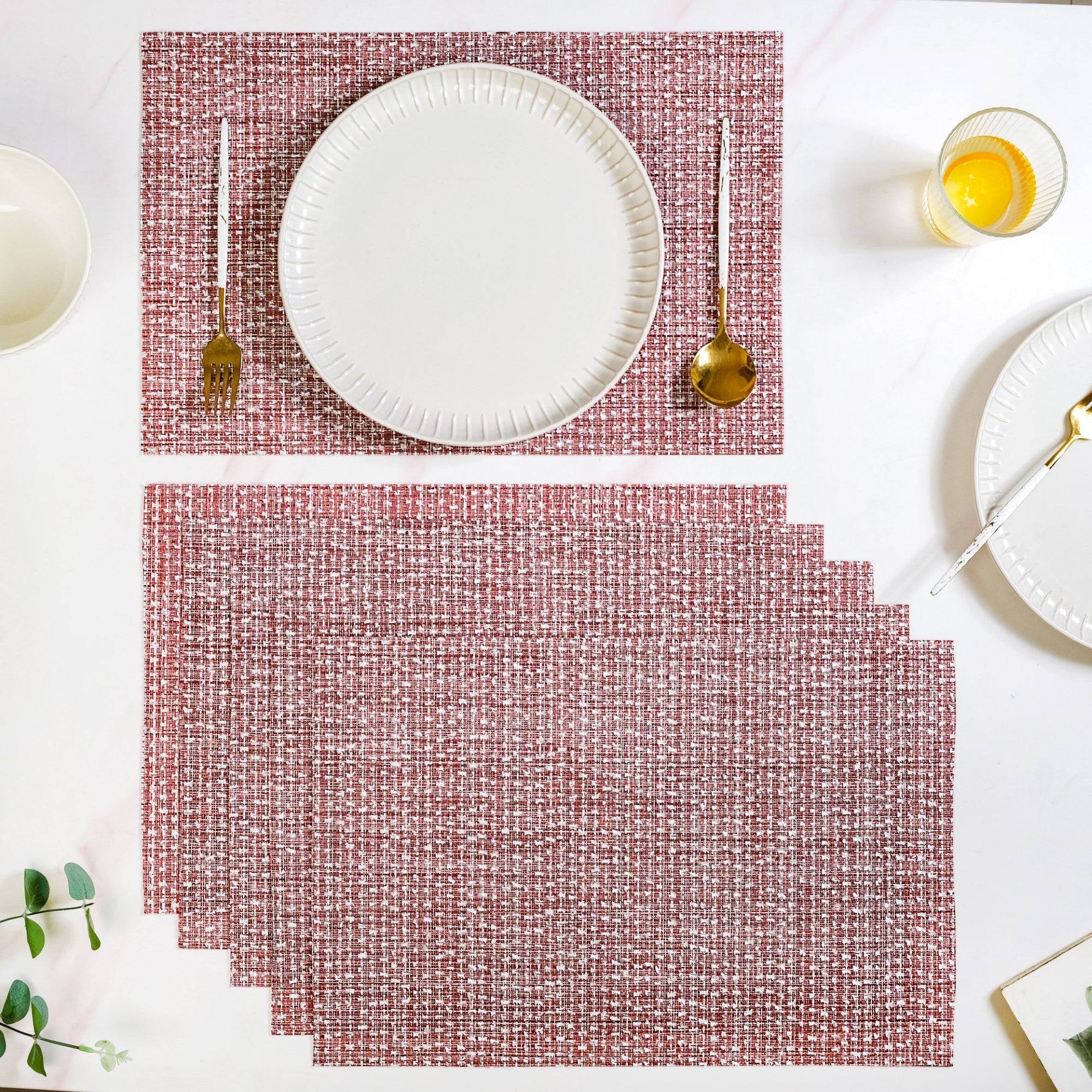 Red White Placemat Set Of 6