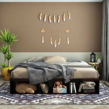 Unicorn Sheesham Wood King Size Bed Box Storage Storage Walnut Finish (72 x 78 inches)