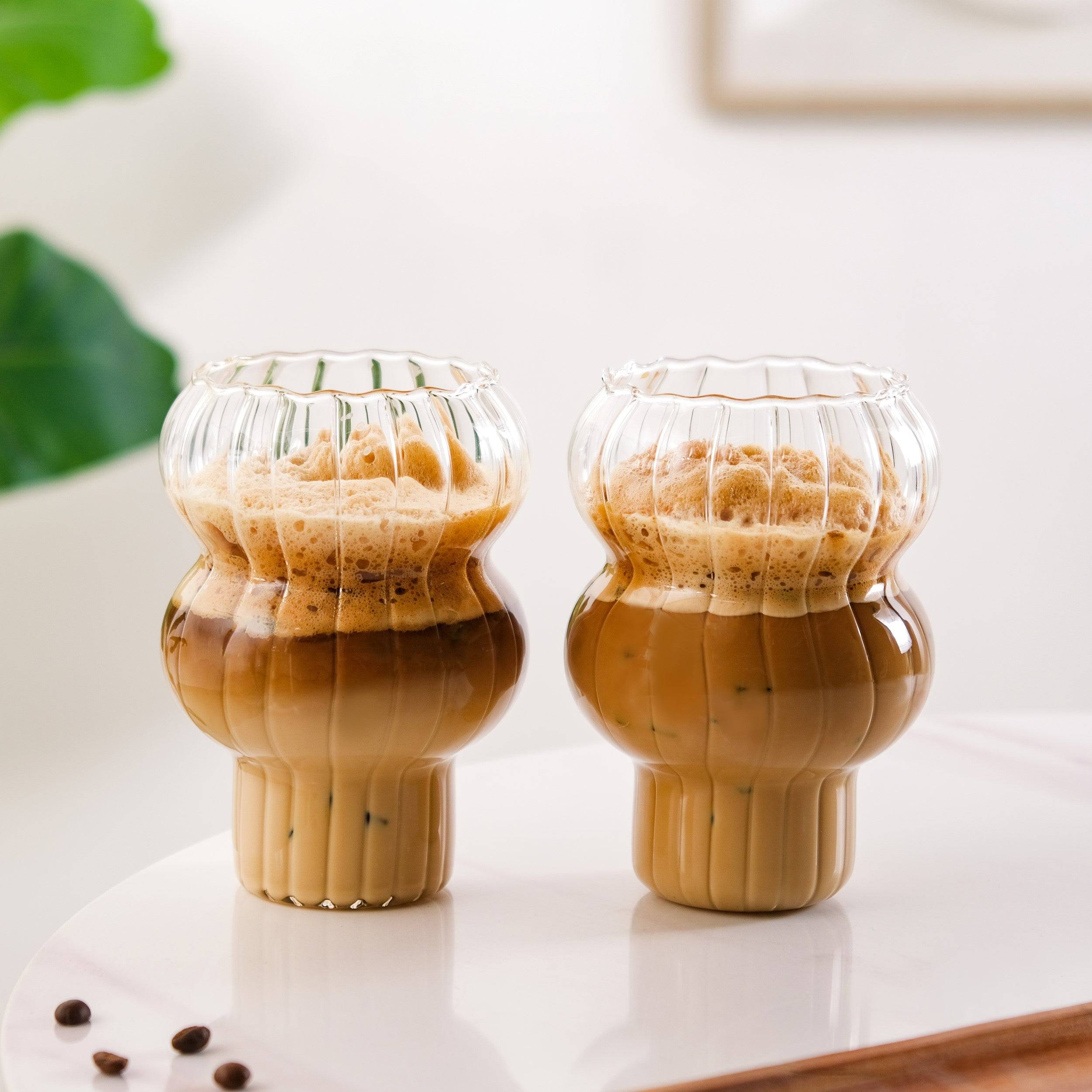 Reeded Latte Glass Cup Set Of 2 600ml buy only at ₹595