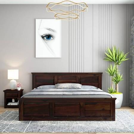 Stainfleld Sheesham Wood Queen Size Bed Drawer Storage Walnut Finish (60 x 78 inches)