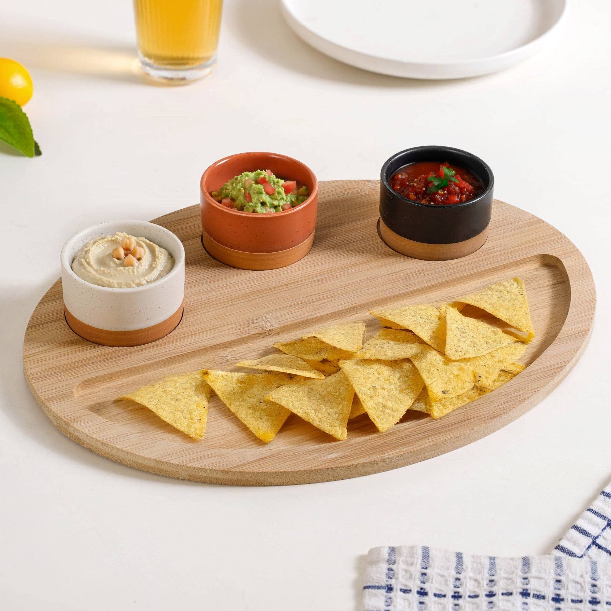 Oval Serving Tray With Bowls Set Of 4 33x25cm buy only at ₹1495