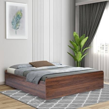 Maverick Engineered Wood Mid Bed Without Head Board in Columbian Walnut Finish