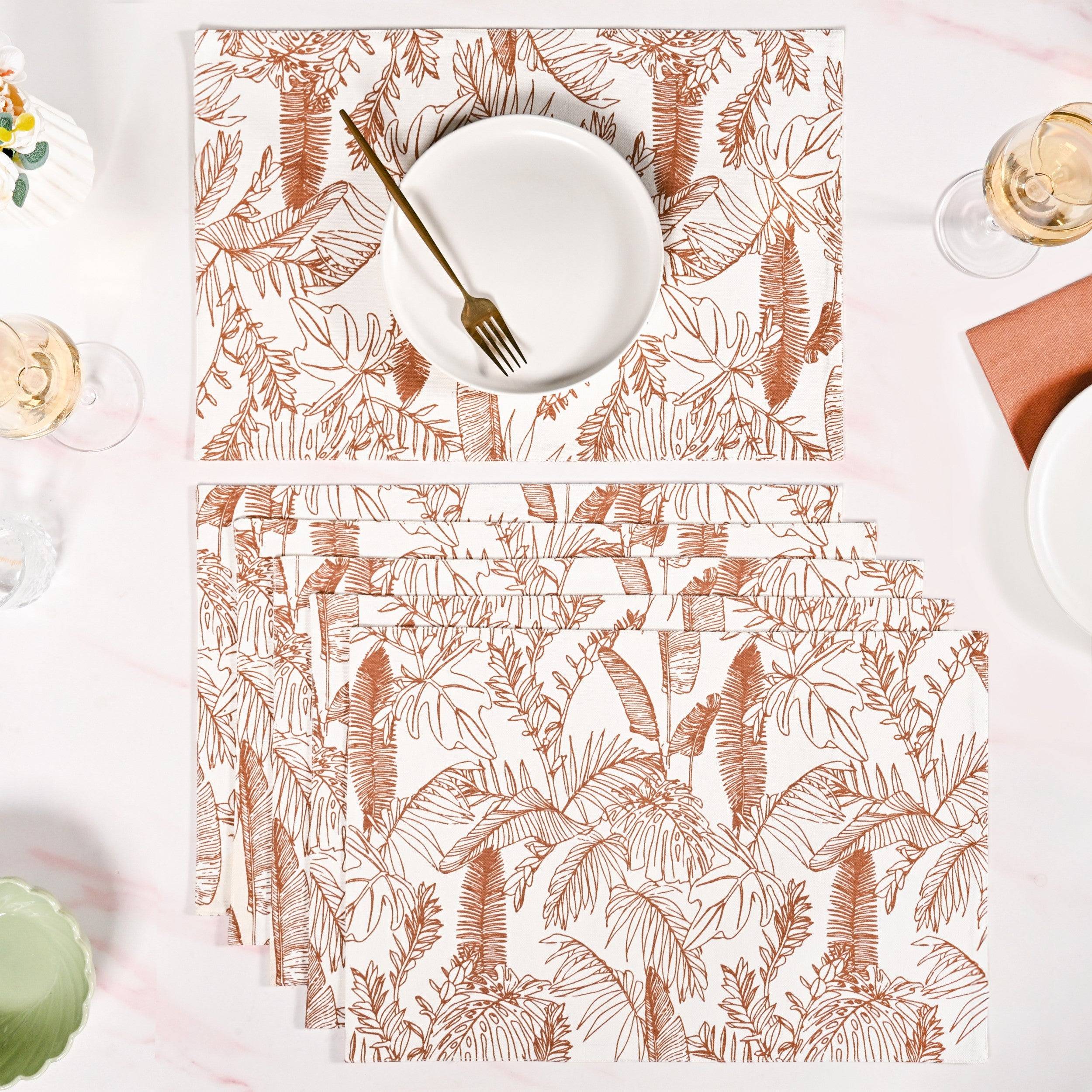 Mocha Fern Cotton Tablemat Set Of 6 buy only at ₹1655