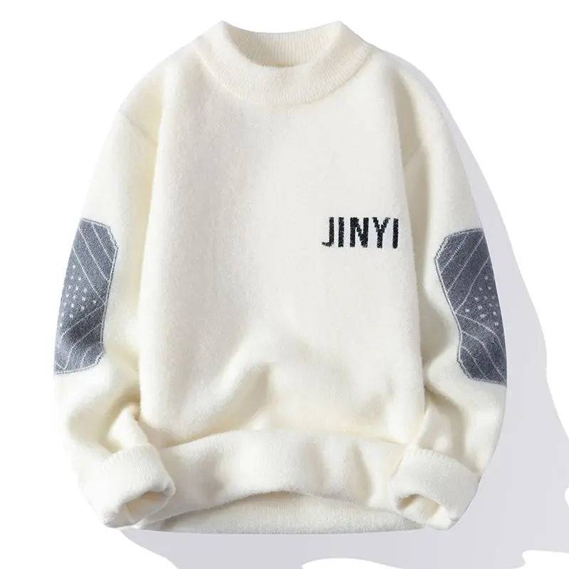 Fashion Oneck Spliced Knitted Letter Sweaters Mens Clothing 2024 Autumn Winter New Loose Casual Pullovers Loose Allmatch Tops Buy only at ₹249