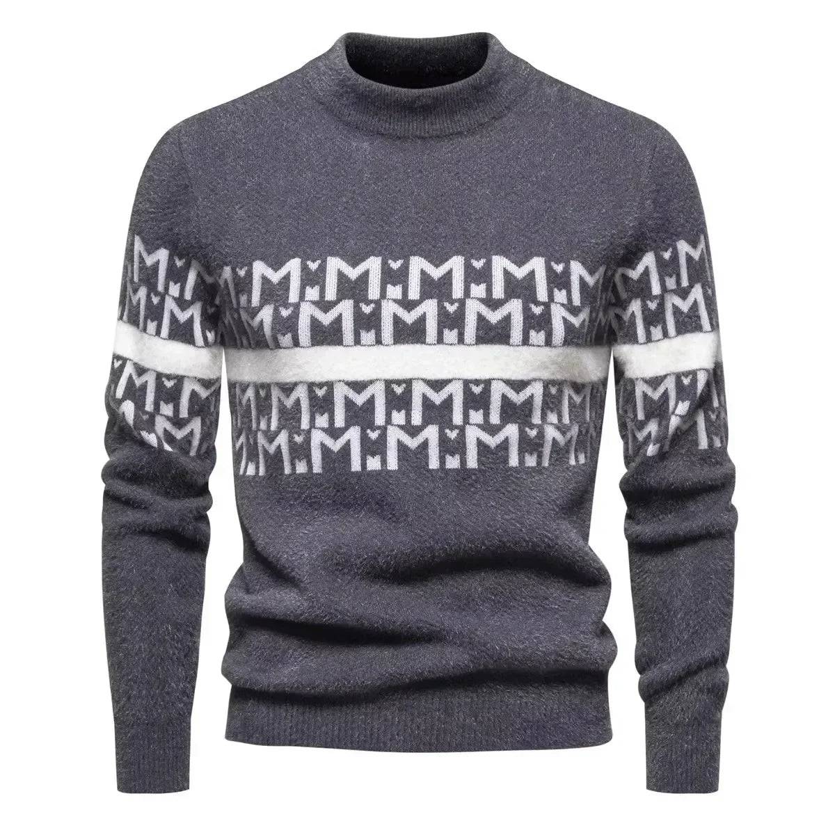 Mens Autumn Winter Knitted Sweater Round Neck Warm Inner Wear Loose Cashmere Flower Patterned Top Youth Casual Long Sleeve Buy only at ₹249