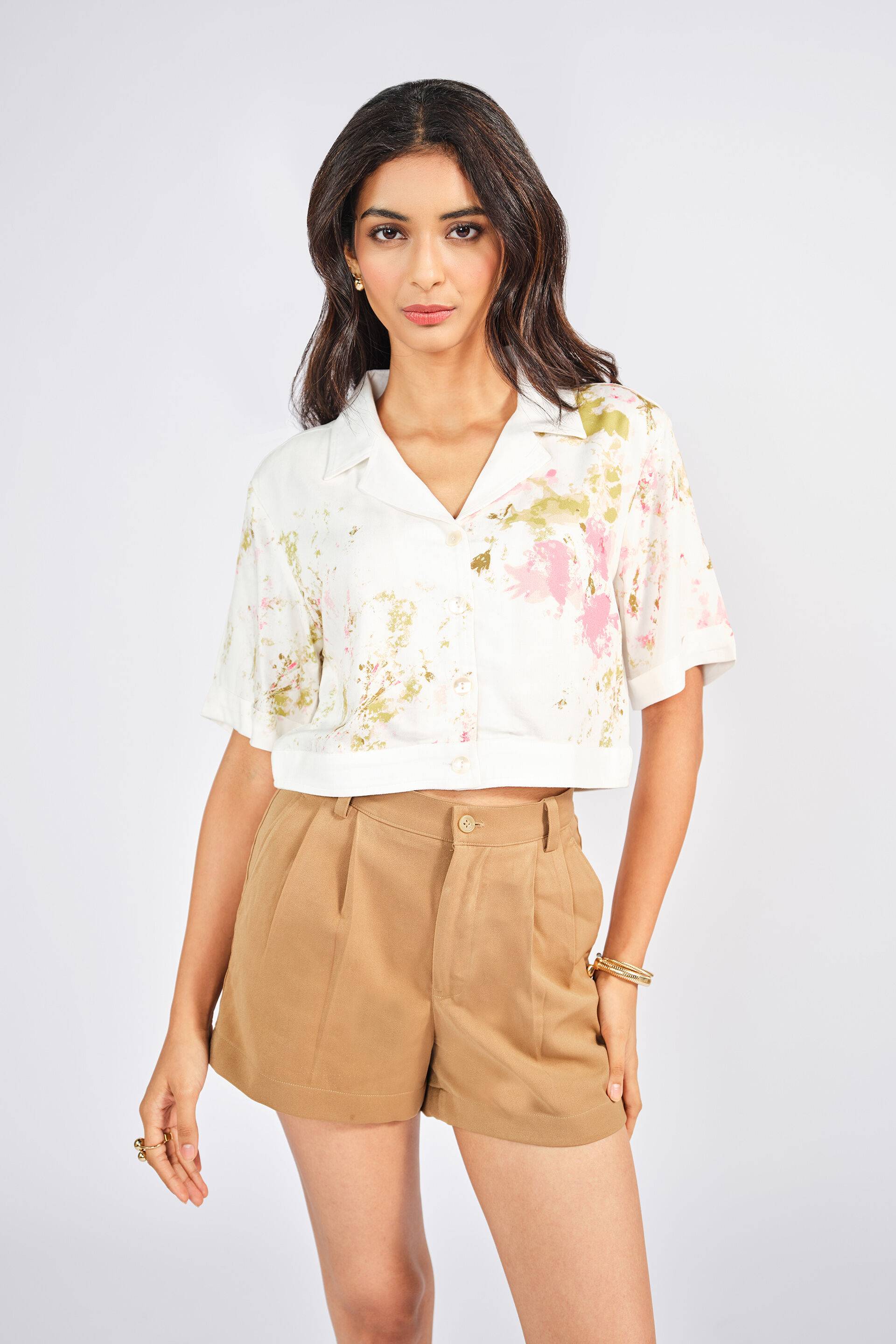 Floral Trellis Crop Shirt Buy at ₹1865