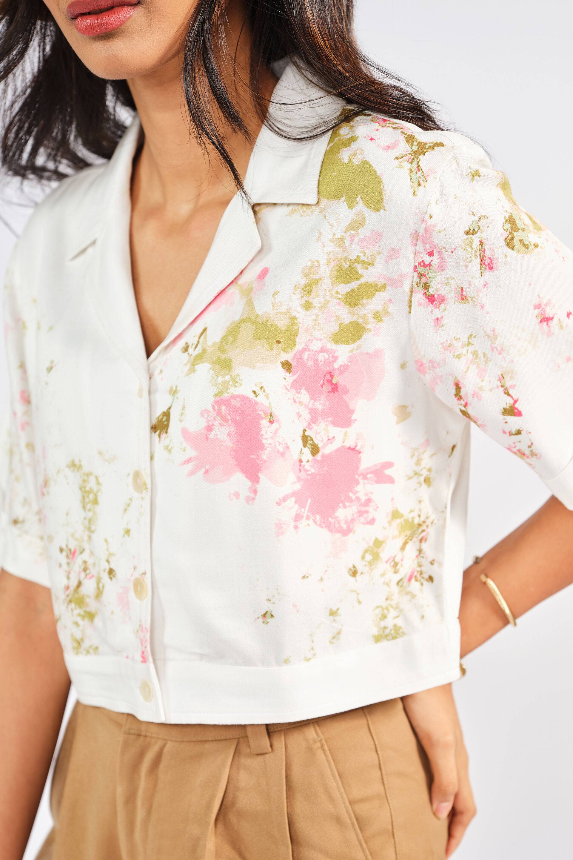 Floral Trellis Crop Shirt Buy at ₹1865