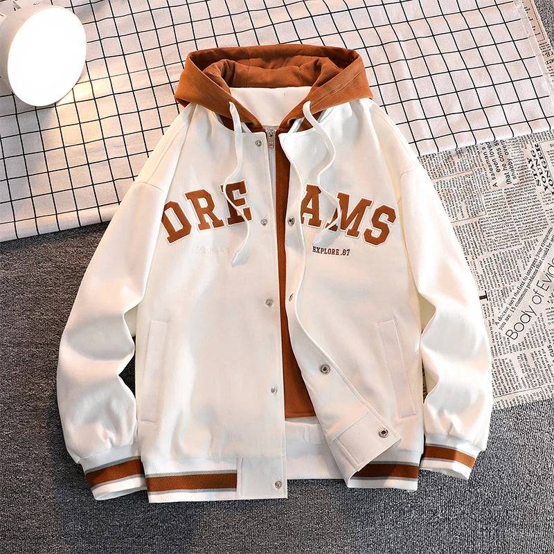 High Quality Varsity Baseball Uniform Jacket Mens Autumn New Trendy Brand Allmatch Student Hooded Jacket Plus Size Coats Women Buy only at ₹249