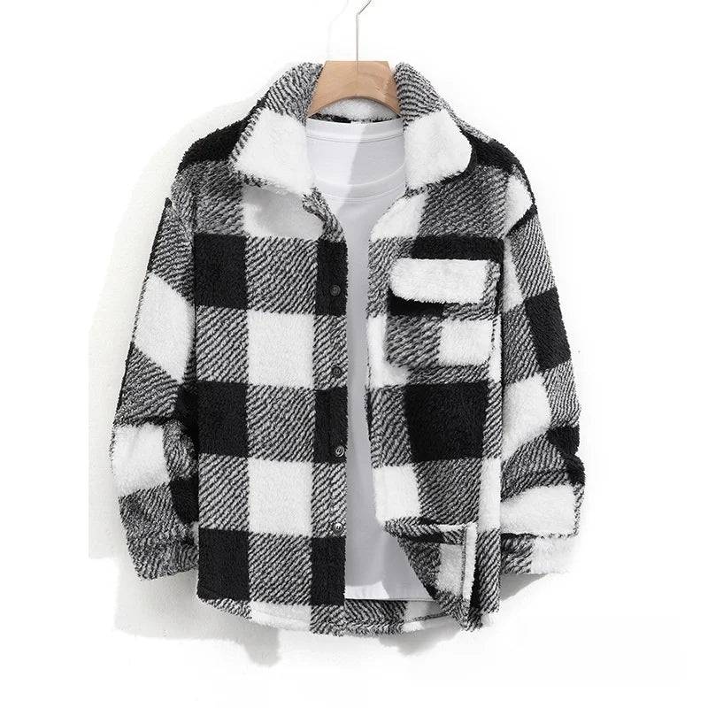 Casual Plaid Mens Jacket Spring Autumn New Style Middle Youth Breathable Loose Fit Button Up Outerwear Fashionable Top Buy only at ₹249
