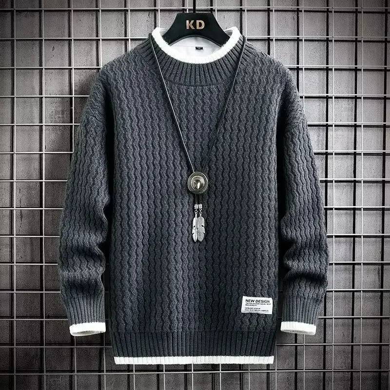 2022 Autumnwinter Trendy Korean Style Loose Fit Knitted Sweater For Men Casual Lazy Line Clothes Jacket Hong Kong Style Buy only at ₹249