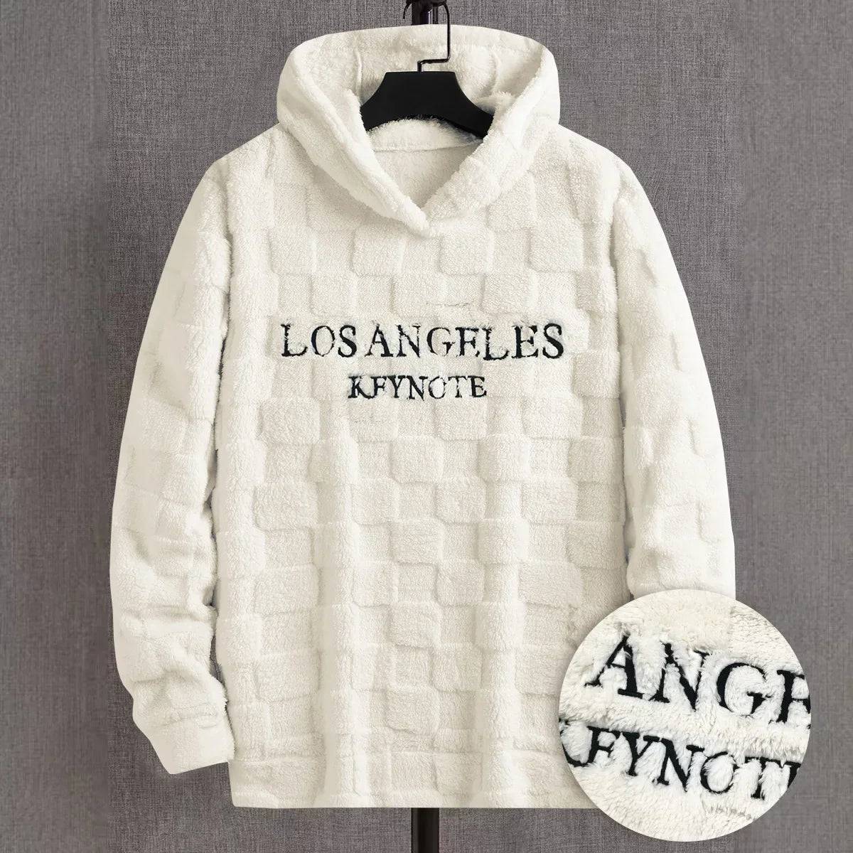 Mens Autumn And Winter Thickened Hooded Plush Pullover With Embroidered Letter Prints Suitable For Outdoor Activities Buy only at ₹249