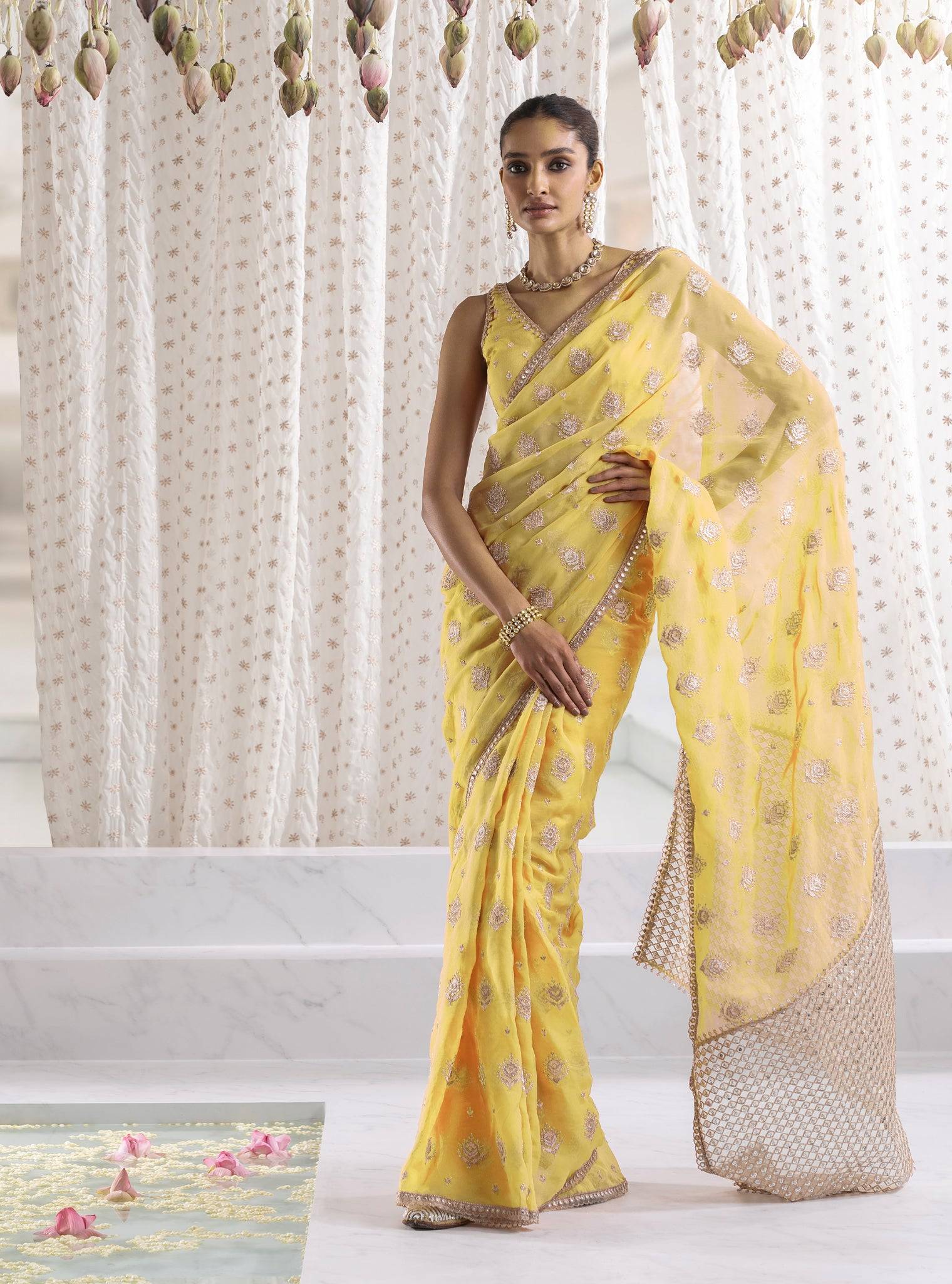 Savani Organza Yellow Saree