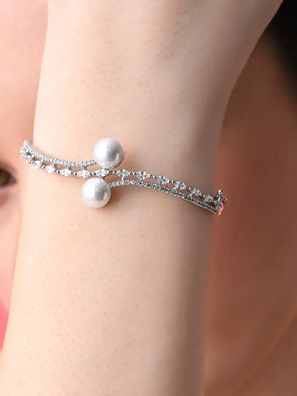 Sayda Jewels Radiant Pearl Sparkle Cuff Bracelet Buy at ₹935