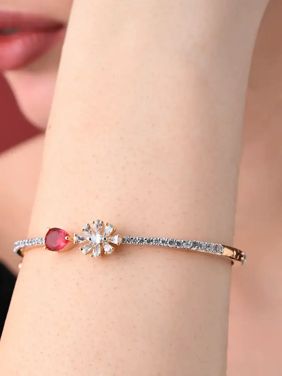 Sayda Jewels Graceful Red Crystal Kada Charm Buy at ₹935