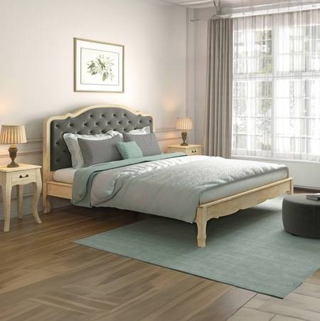 Helena Solid Wood King Size Upholstered Bed