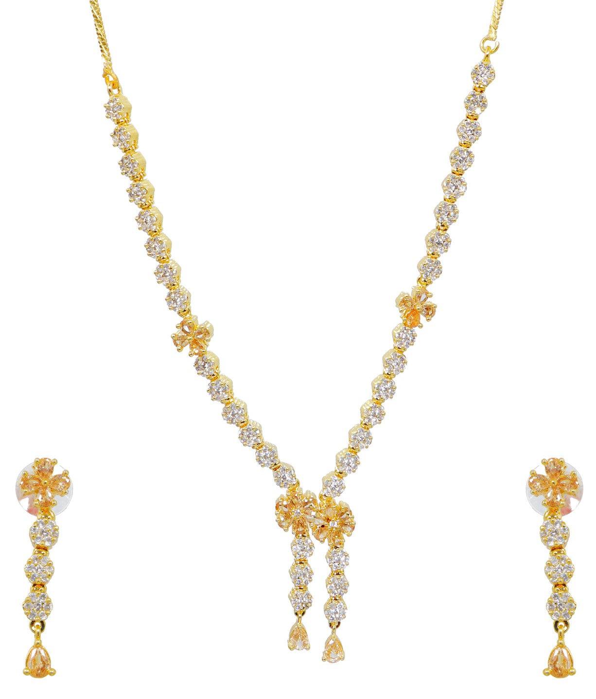 Diana Rose Gold AD Studded Lariat Jewellery Set