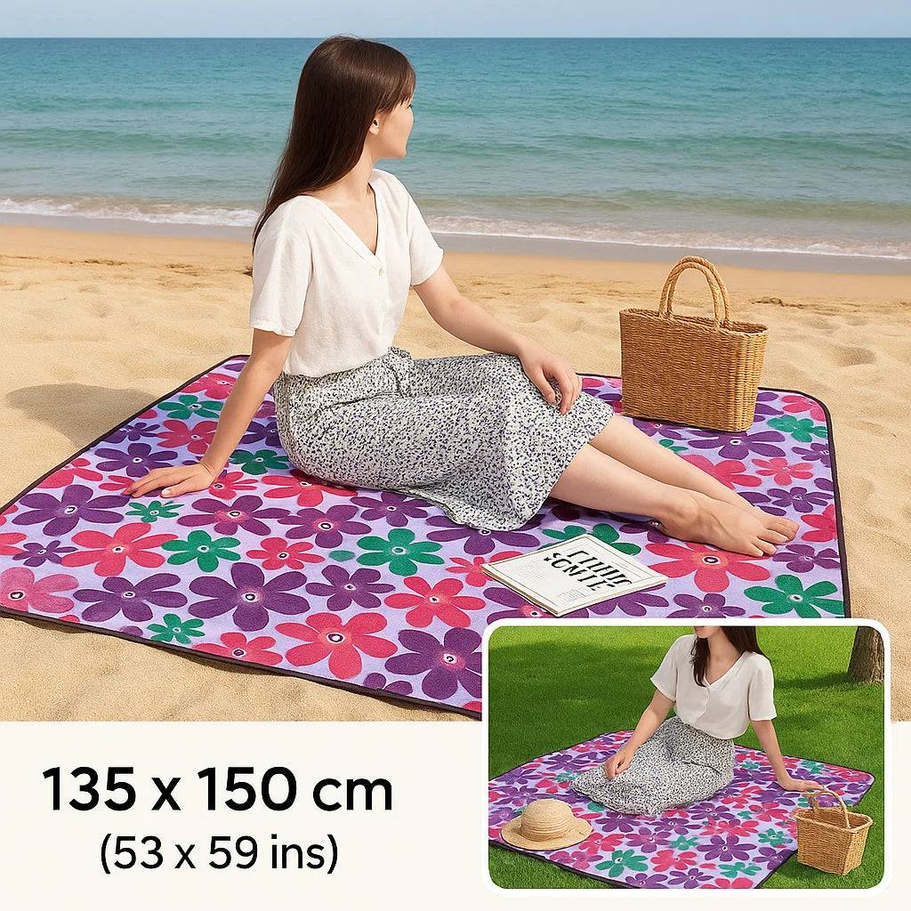 Large Picnic Mat (135×150cm) – Waterproof, Foldable Outdoor Blanket for Picnic, Beach, Camping & Travel (Random Print, Pack of 1) Buy @ ₹249