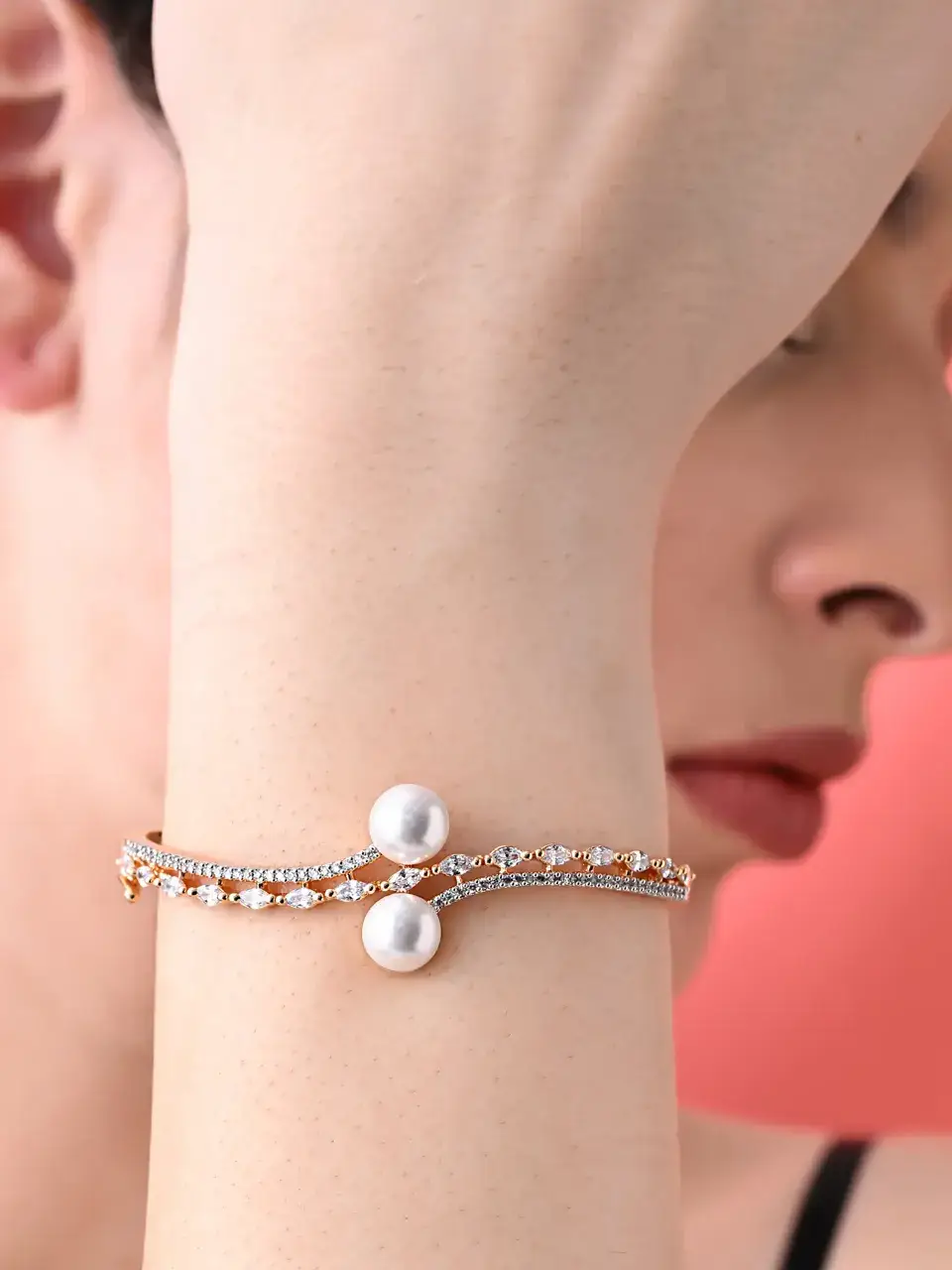 Sayda Jewels Romantic Rose Gold Pearl Bracelet Buy at ₹935