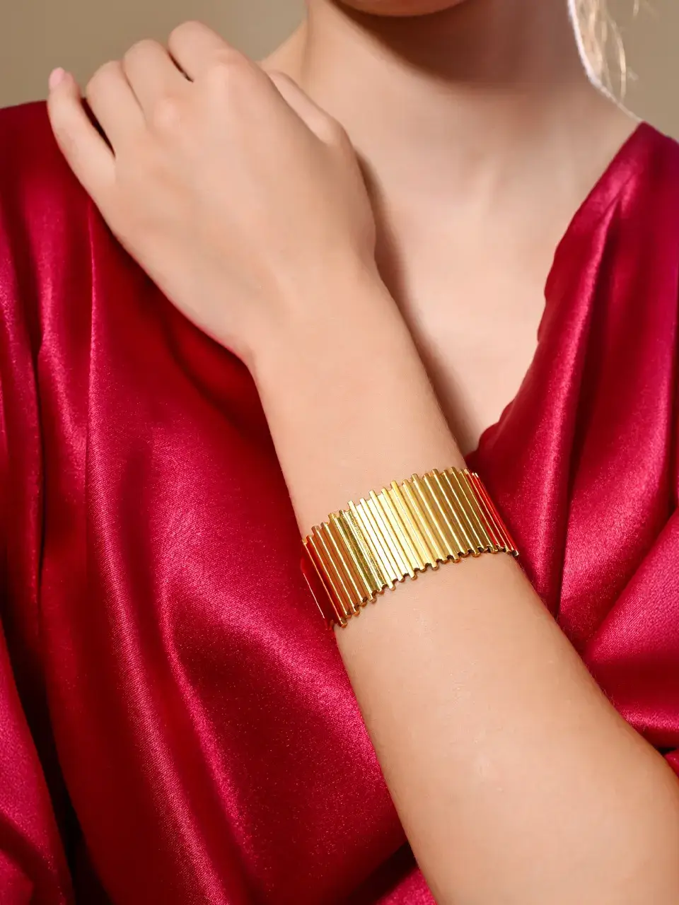 Sayda Jewels Elegant Handcrafted Golden Column Cuff Buy at ₹1020