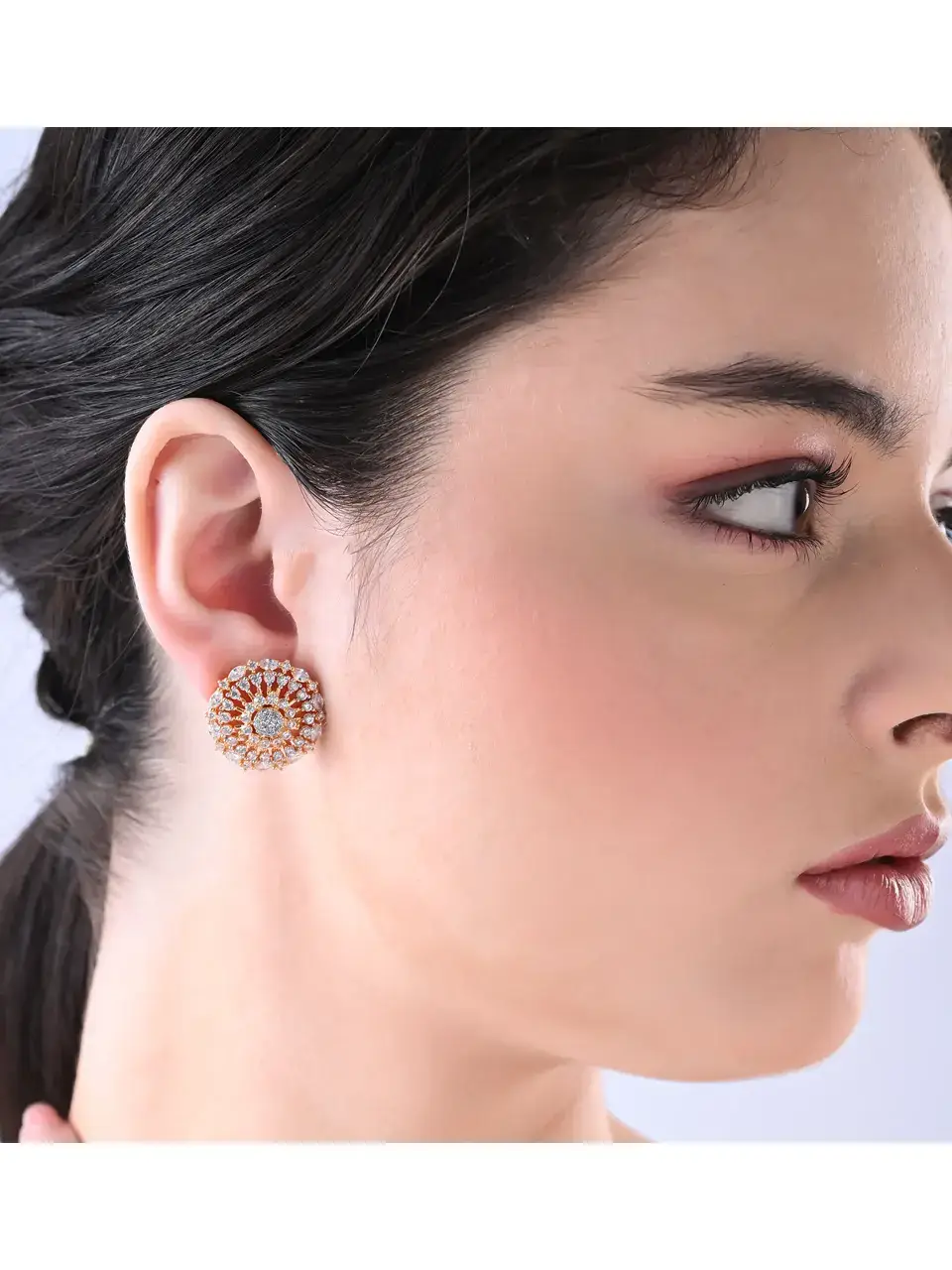 Sayda Jewels Sparkling Rose Gold Circle Studs Buy @ ₹765