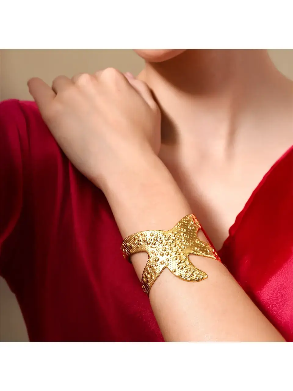 Sayda Jewels Golden Starfish Magic Cuff Bracelet Buy at ₹935