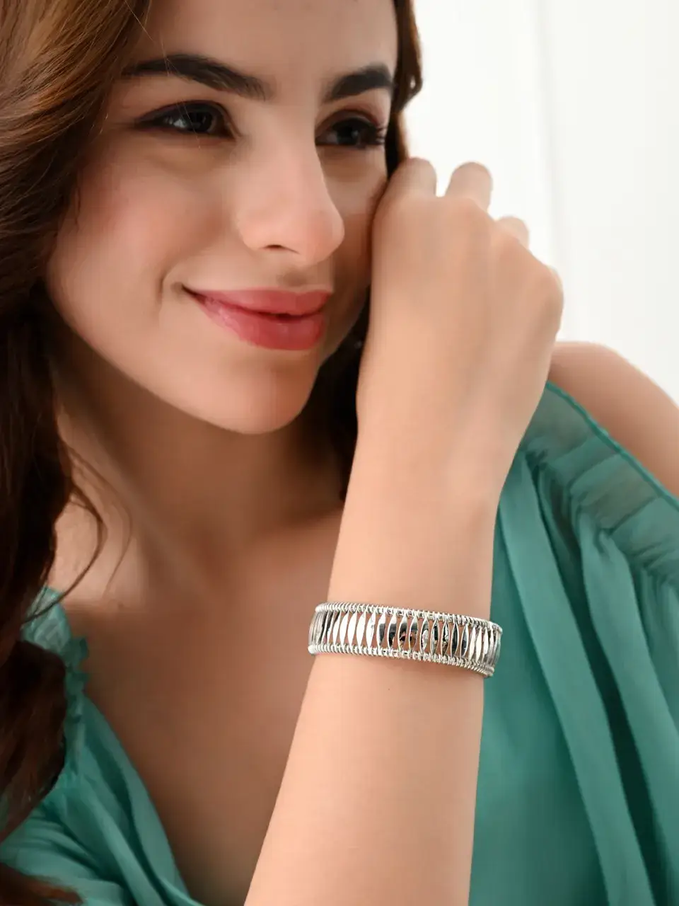 Sayda Jewels Silver Oxidised Cuff Bracelet Buy at ₹850