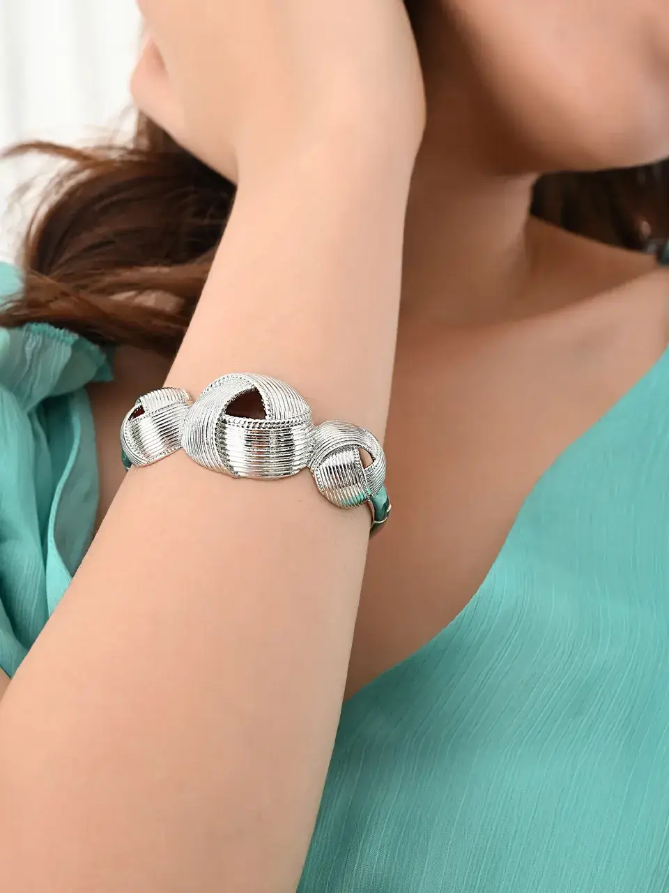 Sayda Jewels Silver-Plated Grey Link Bracelet Buy at ₹1360