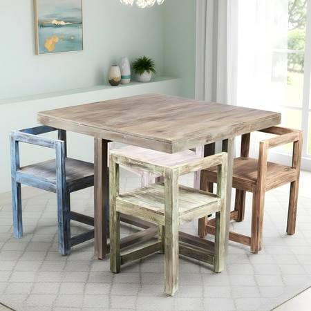 Kingston Sheesham Wood 4 seater Dining Table Set in Antique Multicolour Finish