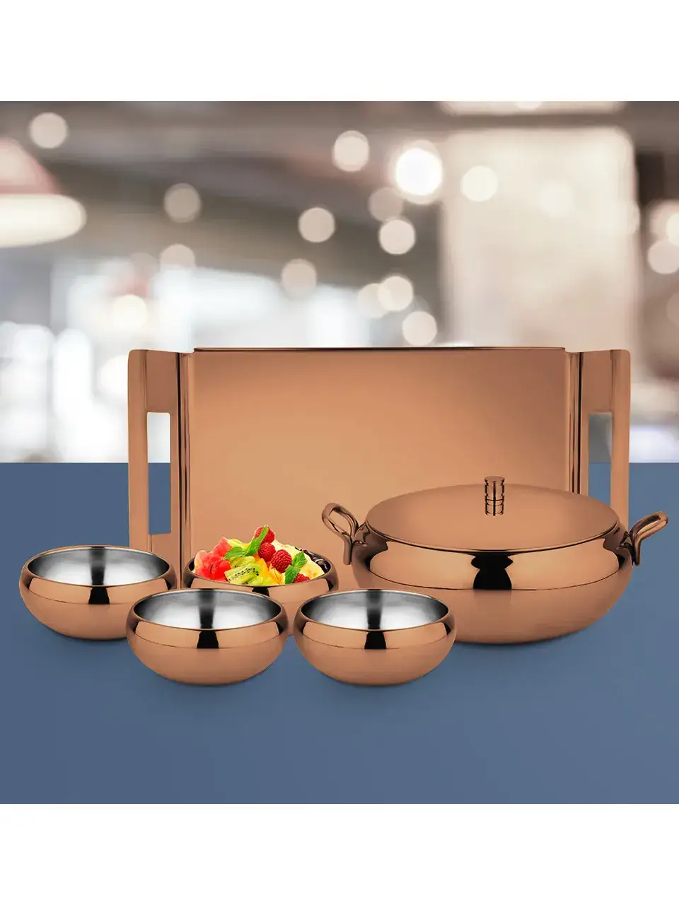 Stainless Steel Serving Set with Gold PVD Coating Farm House Buy @ ₹0