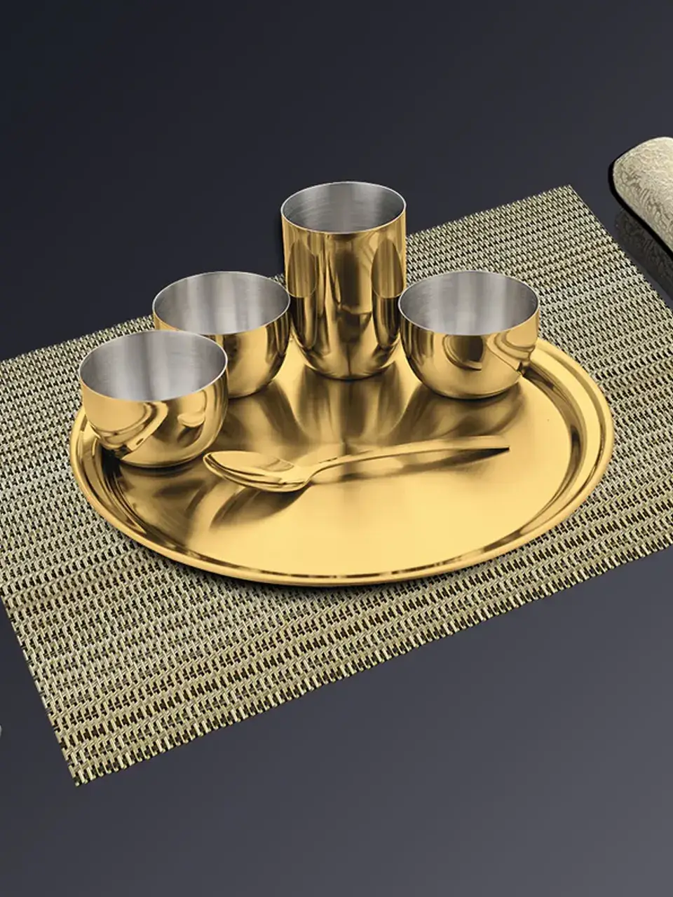 POOJA THALI SET WITH GOLD PVD NEW Buy @ ₹1799